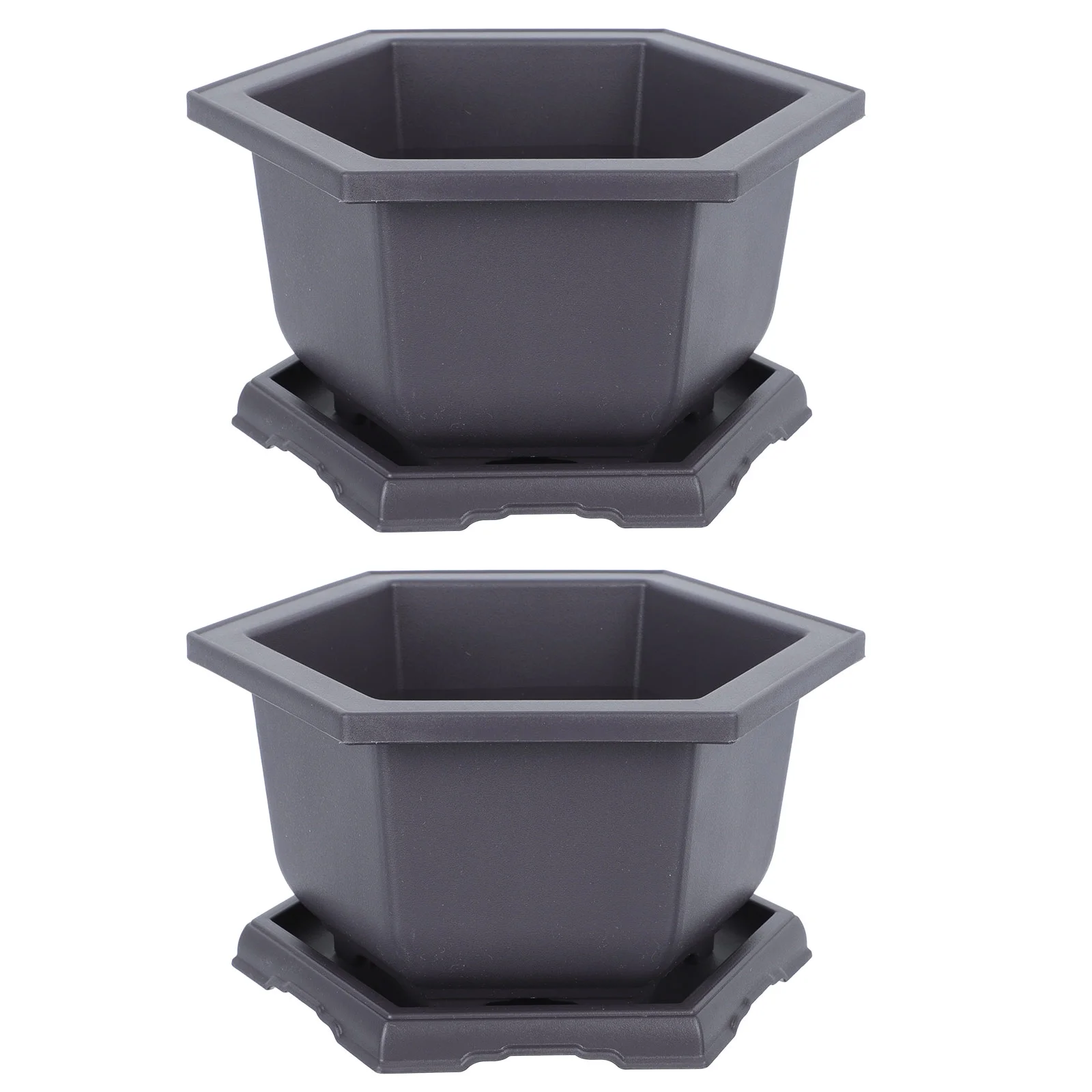 Gongxipen 1 Set of Plastic Flowerpot Balcony Planting Container Simple Plant Pot with Trays