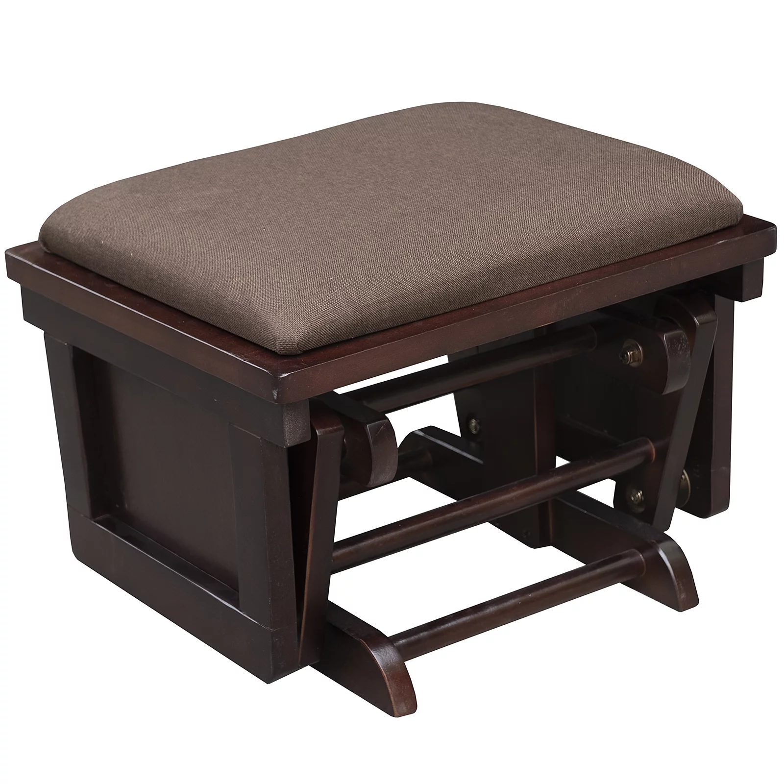 Homiyad Nursery Glider Rocking Chair with Ottoman, Thick Padded Cushion Seating and Wood Base, Brown