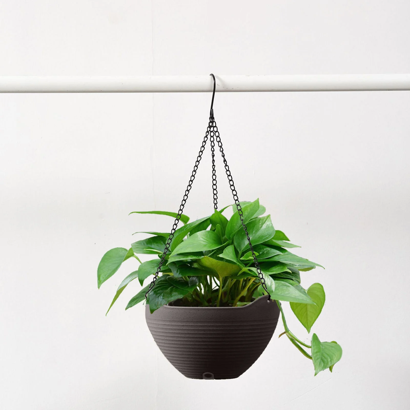 Hanging Planter Automatic Watering Indoor Pot With Hole 3 Hanging Container With Metal Chain (white/black/grey) Flower for outside Bulk Flower Basket Modern Flower Large Home Flower Pot Set Variety