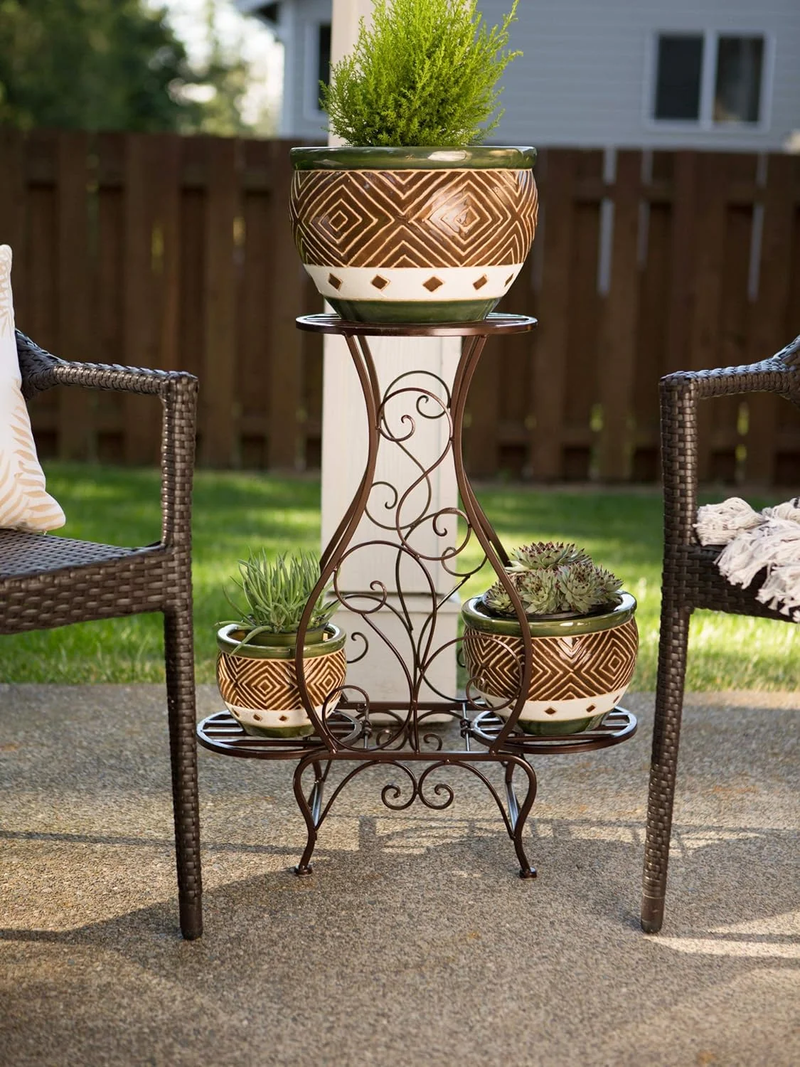 3Pc Ceramic Jade Garden Planters Flower Plant Set