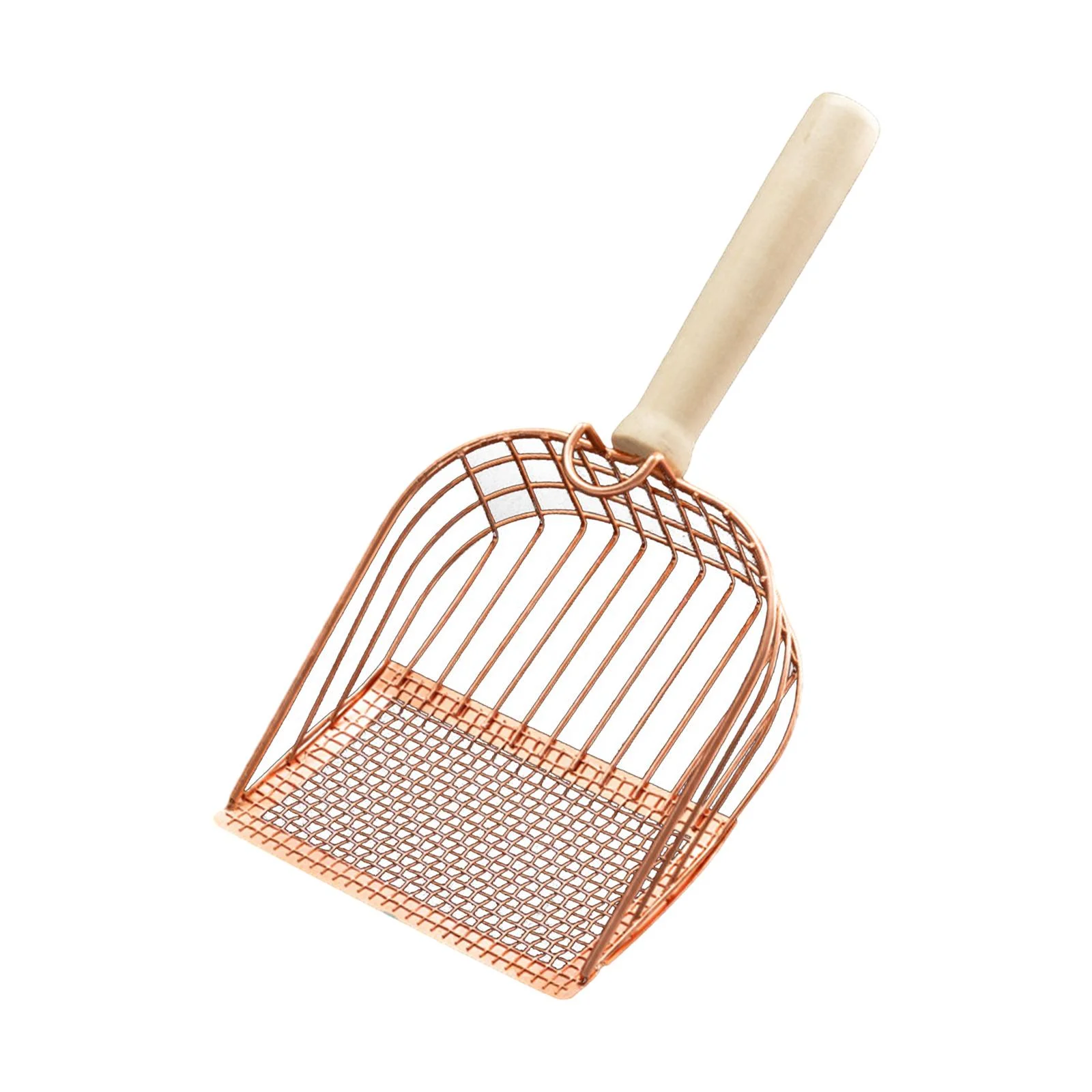 TOOYFUL Metal Litter Scooper, Nonstick Pet Litter Scoops with Wood Handle, Substrate Scoops, Cat Litter Shovels, Cat Litter Scoops Rose Gold