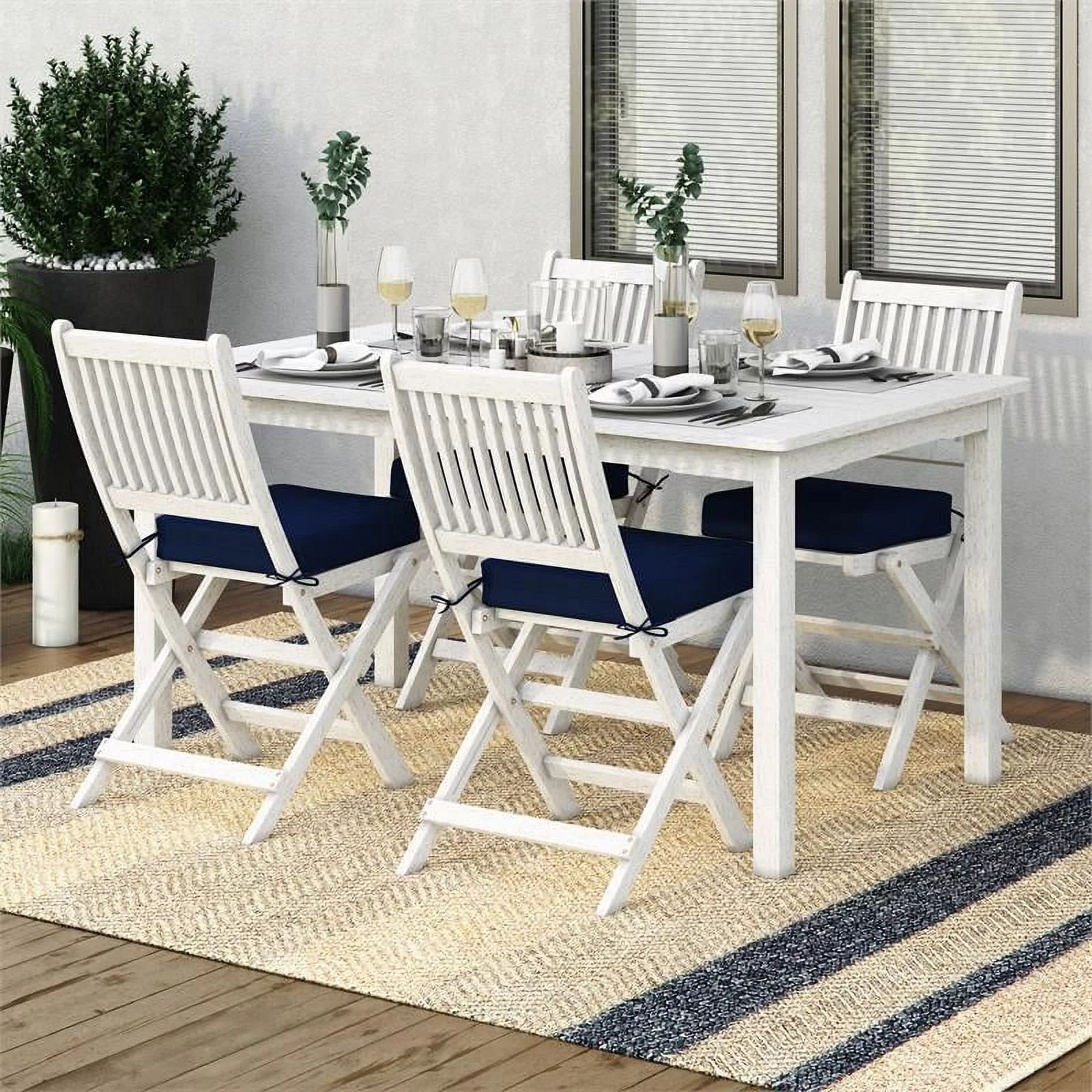 Afuera Living 5 Piece White Washed Wood Outdoor Dining Set