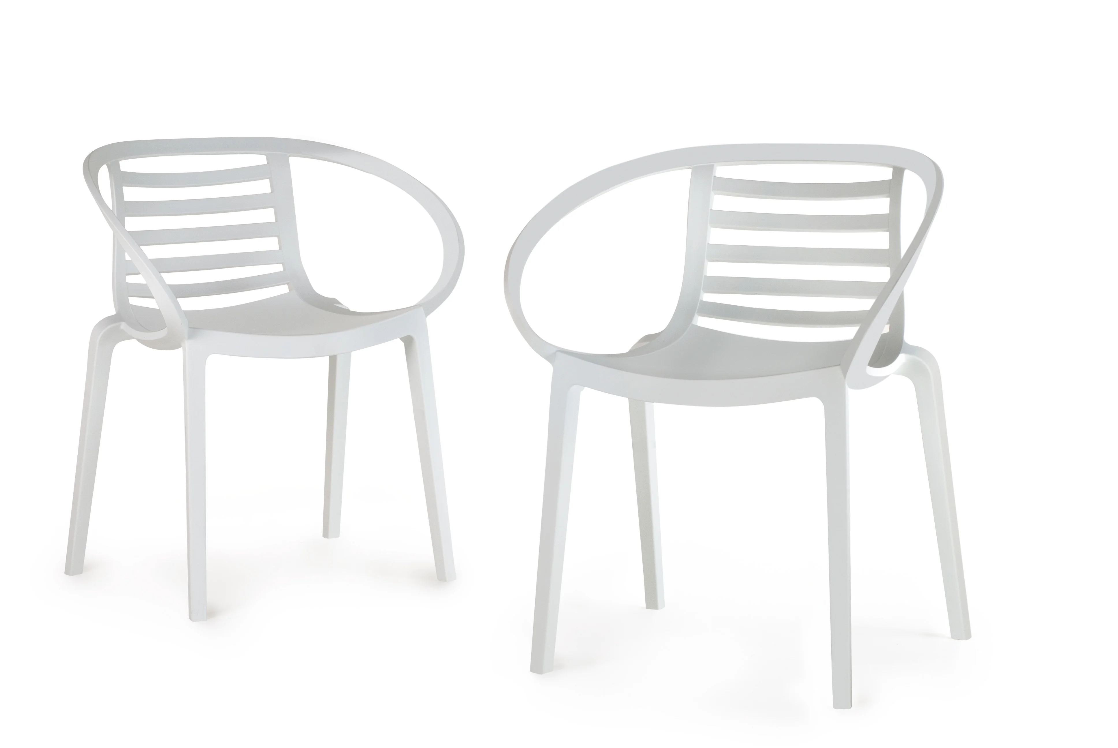 WRGHOME Syracuse Modern Outdoor/Indoor Plastic Resin Stacking Patio Dining Chairs  (Set of 2) - WHITE