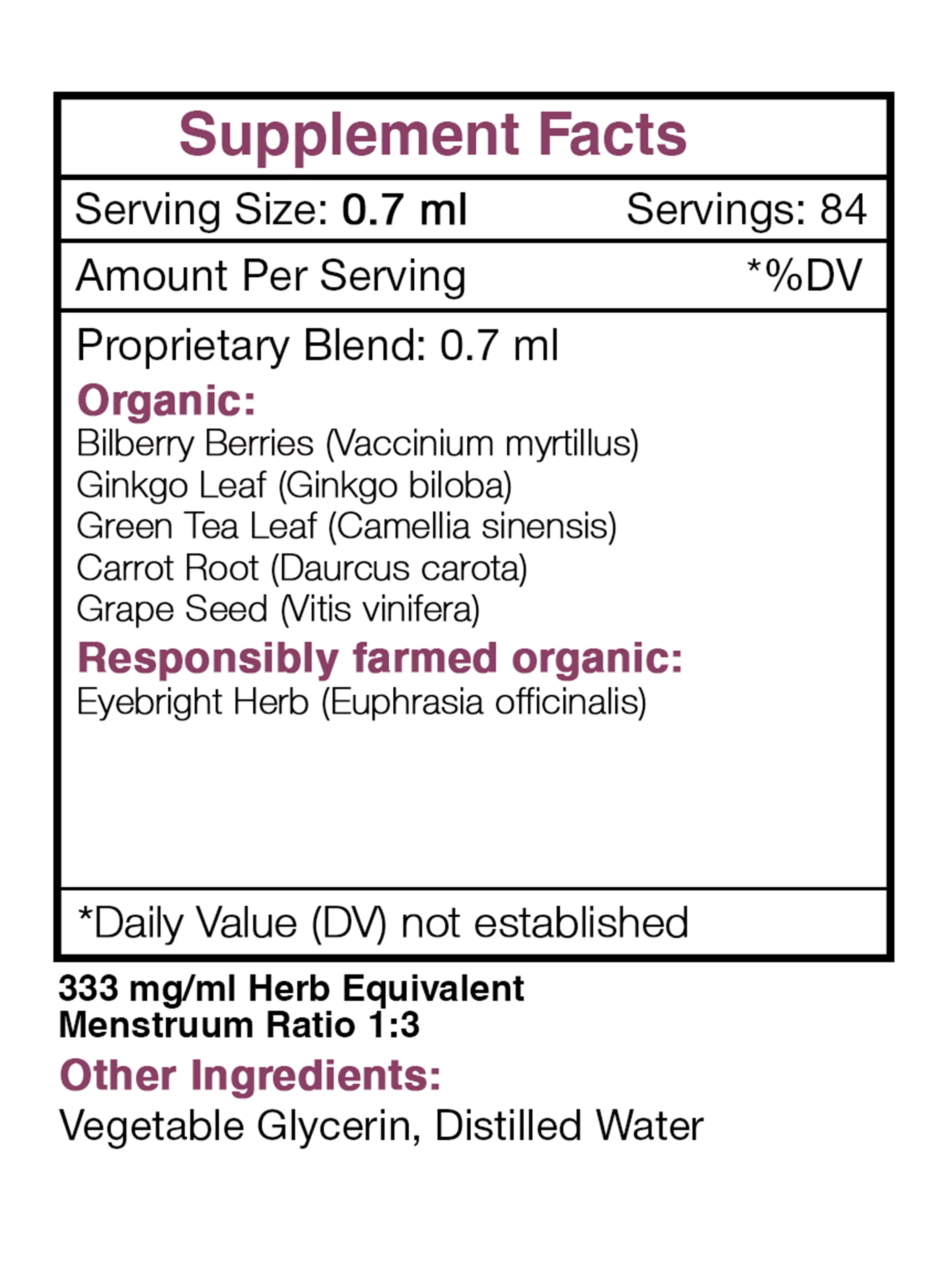 Falcon Eye Alcohol-FREE Extract, Tincture, Glycerite Bilberry, Eyebright, Ginkgo, Green Tea, Carrot, Grape. Healthy Vision Support 2 oz