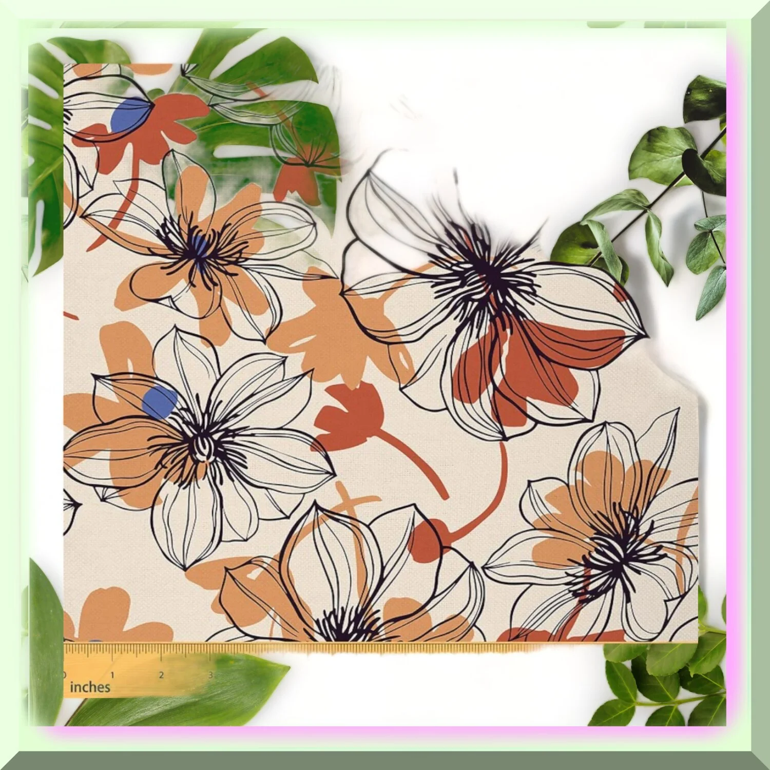 Botanical Blooms: Summer Floral Fabric for DIY Projects - 2 Yards, Farmhouse Style Upholstery for Chairs, Outdoor & Home Decor.