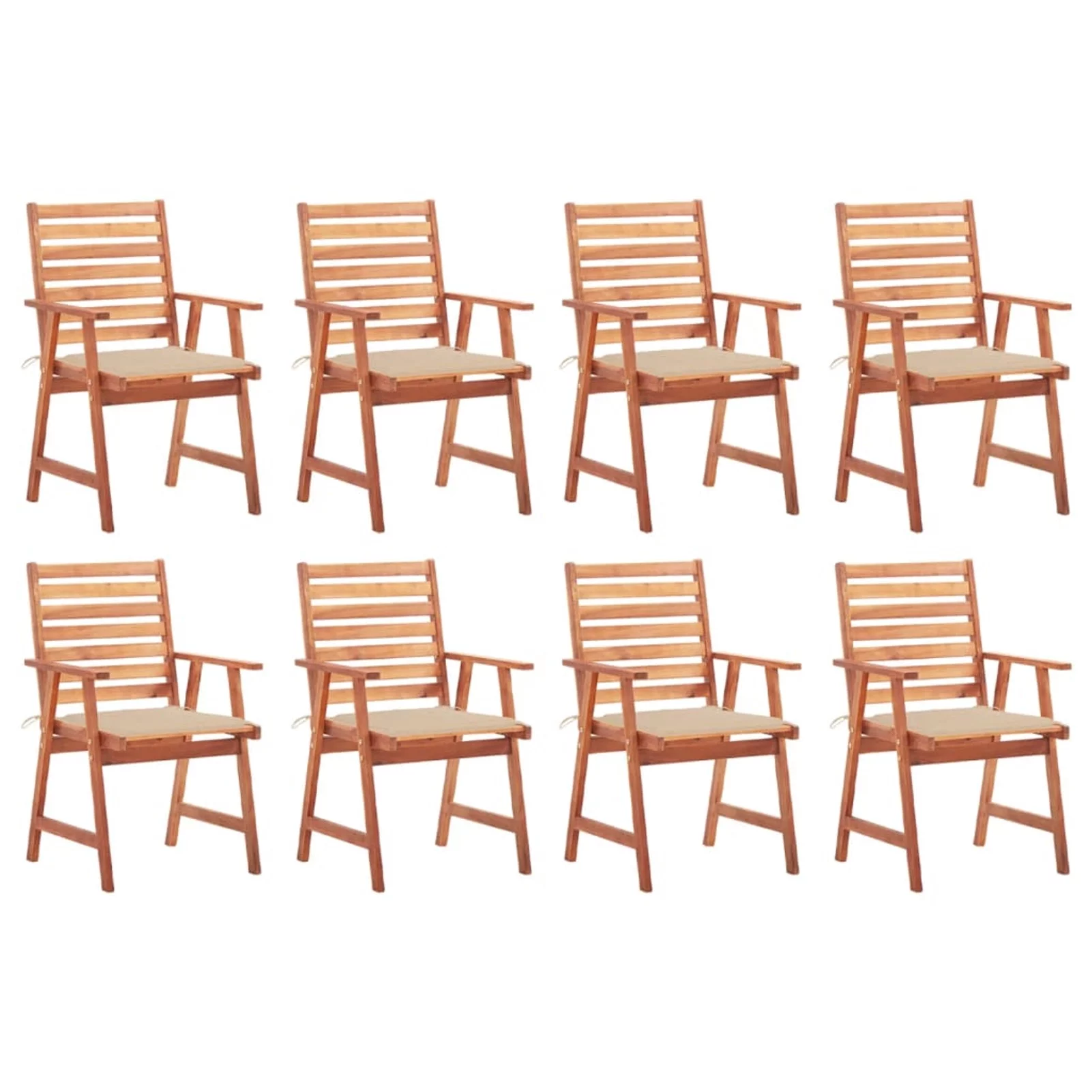 Irfora Patio Dining Chairs 8 pcs with Cushions Solid Acacia Wood