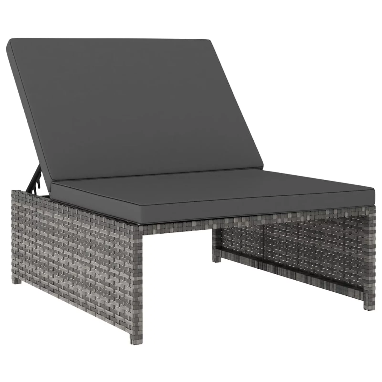 Suzicca Sun Loungers 2 pcs with Table Poly Rattan Gray