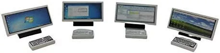 Building Toys Custom Bricks Computers Office Setup Businessman Set Of 4 2X4 Tiles & Keyboards