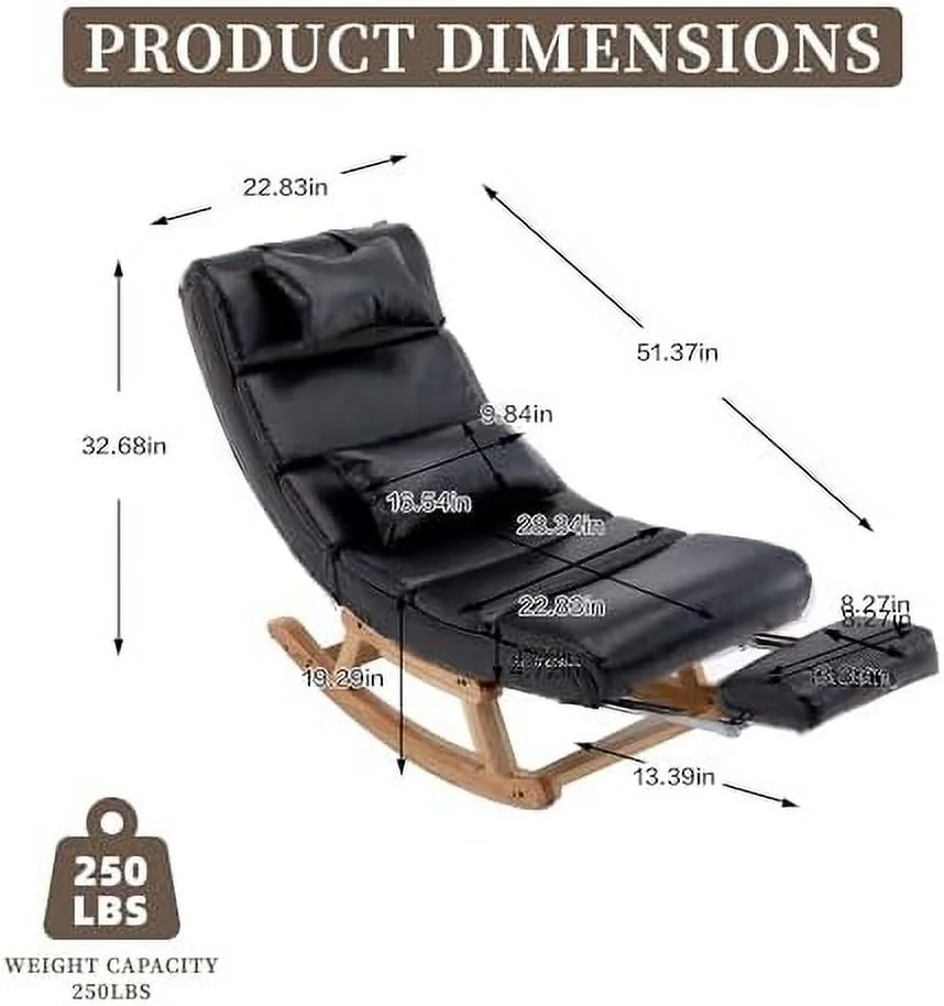 HYHBIBOOM Rocking Chair High Backrest with Wooden Leg Upholstered Glider Rocker with Free Lumbar Pillow for Living Room Bedroom Light Blue