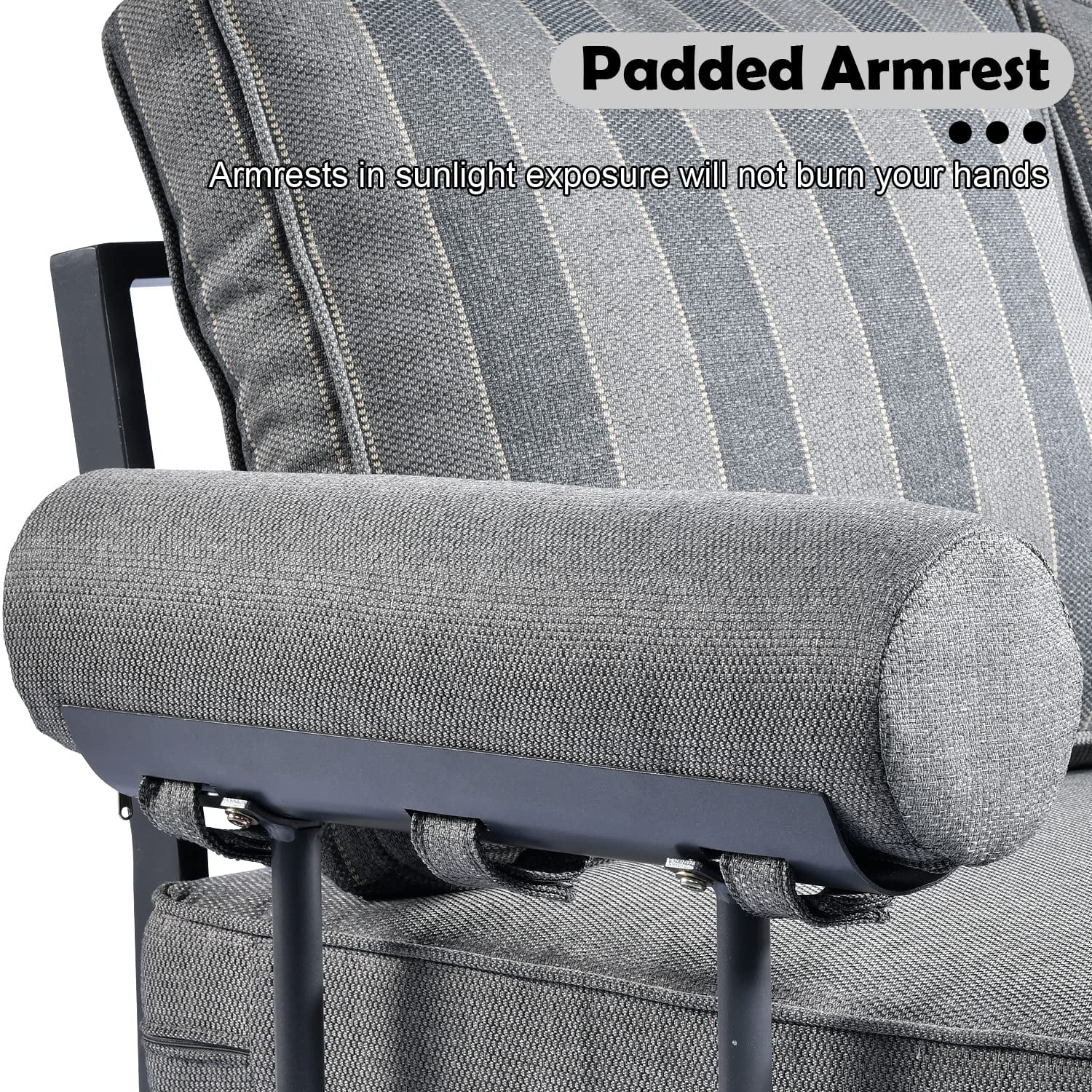 Vcatnet 6 Pieces Outdoor Patio Furniture Set Aluminum Cushioned Sofa Set with Tempered Glass Top Table,Gray stripes