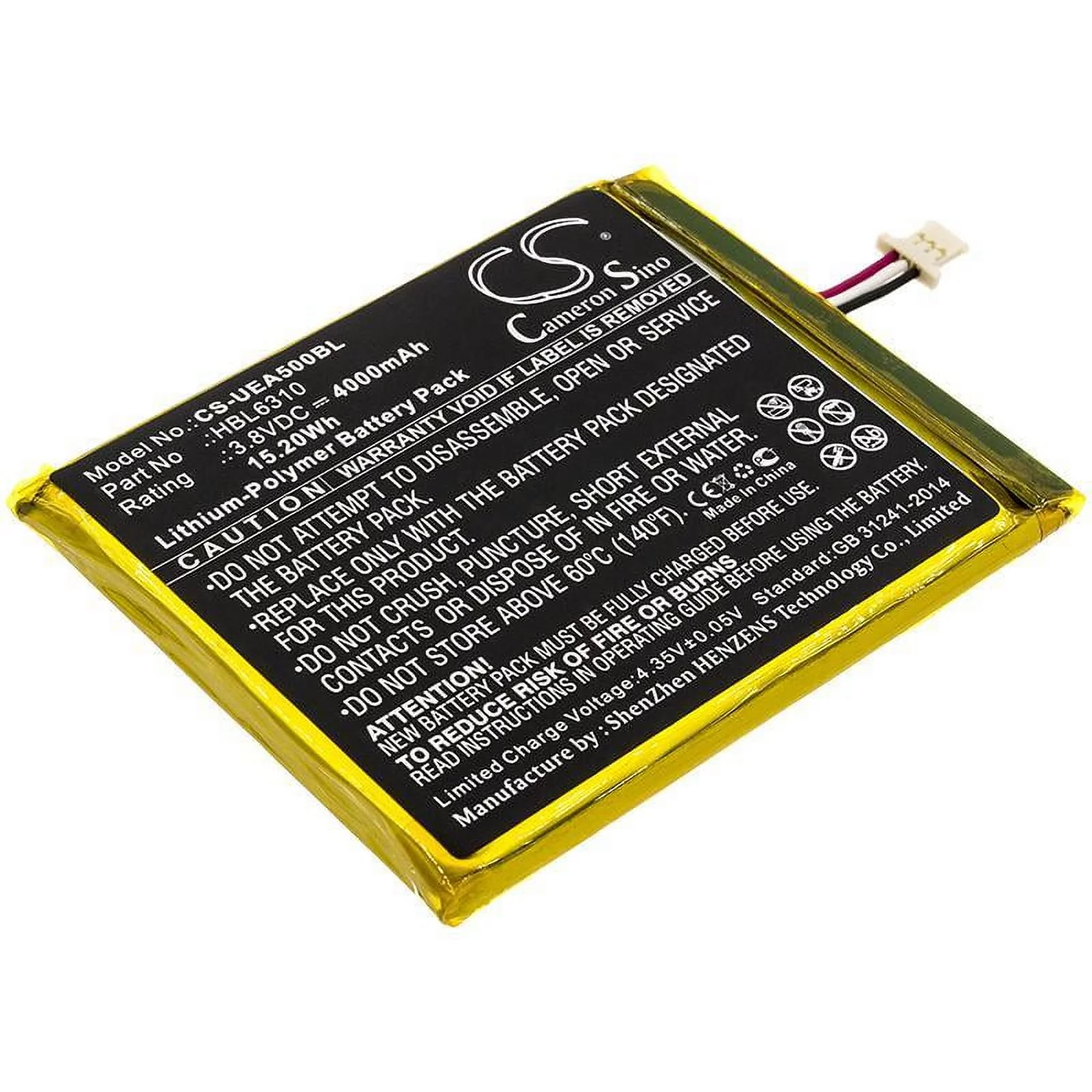HBL6310 Battery for Unitech EA500, EA502, EA506, EA508, 4000mAh - sold by smavco