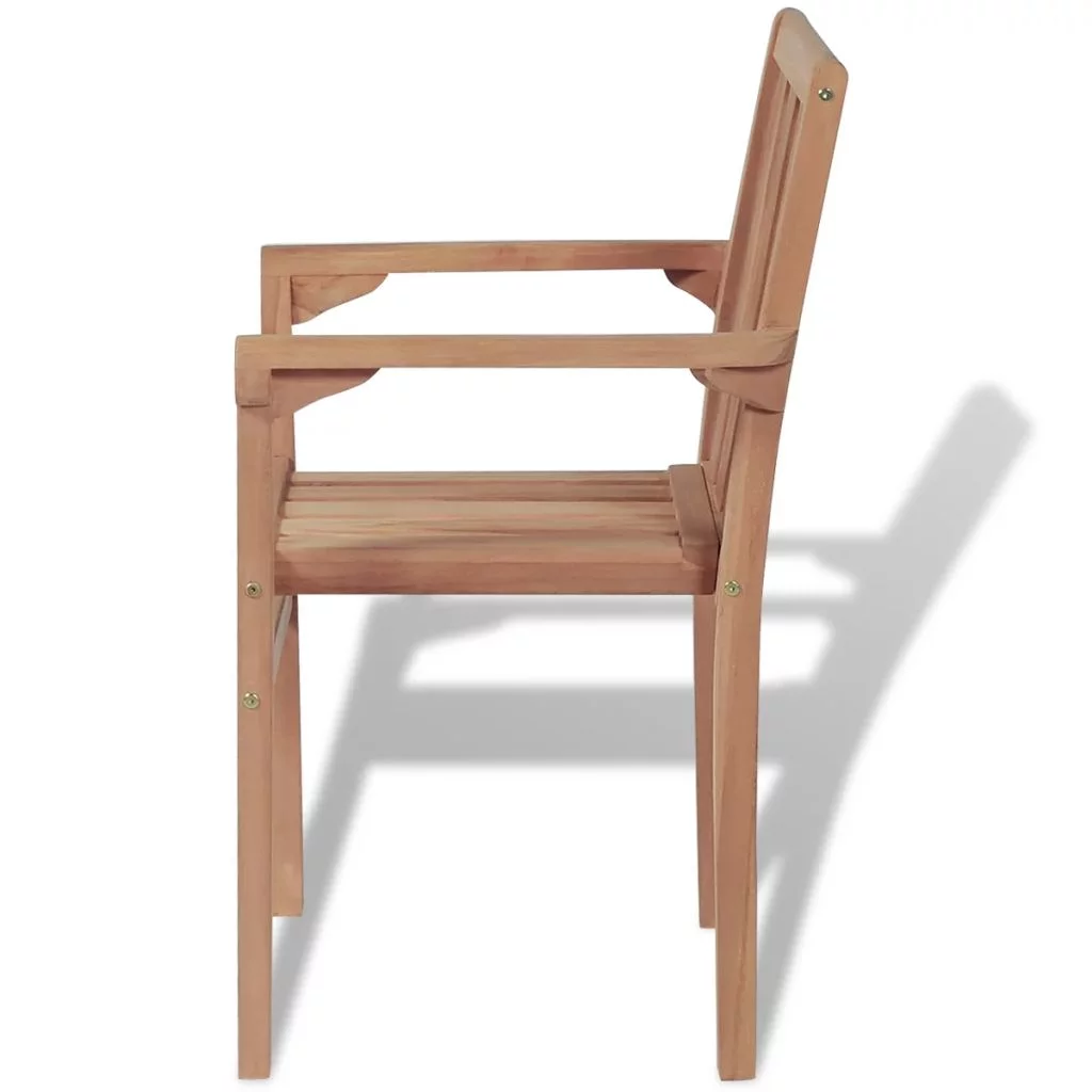 Stackable Garden Chairs 2 pcs Solid Teak Wood