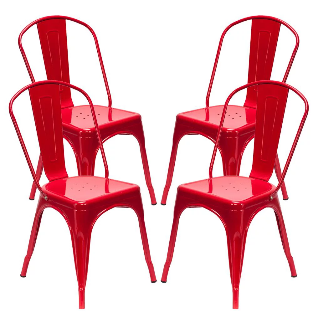 UBesGoo Metal Dining Stackable Chairs Set of 4, Red