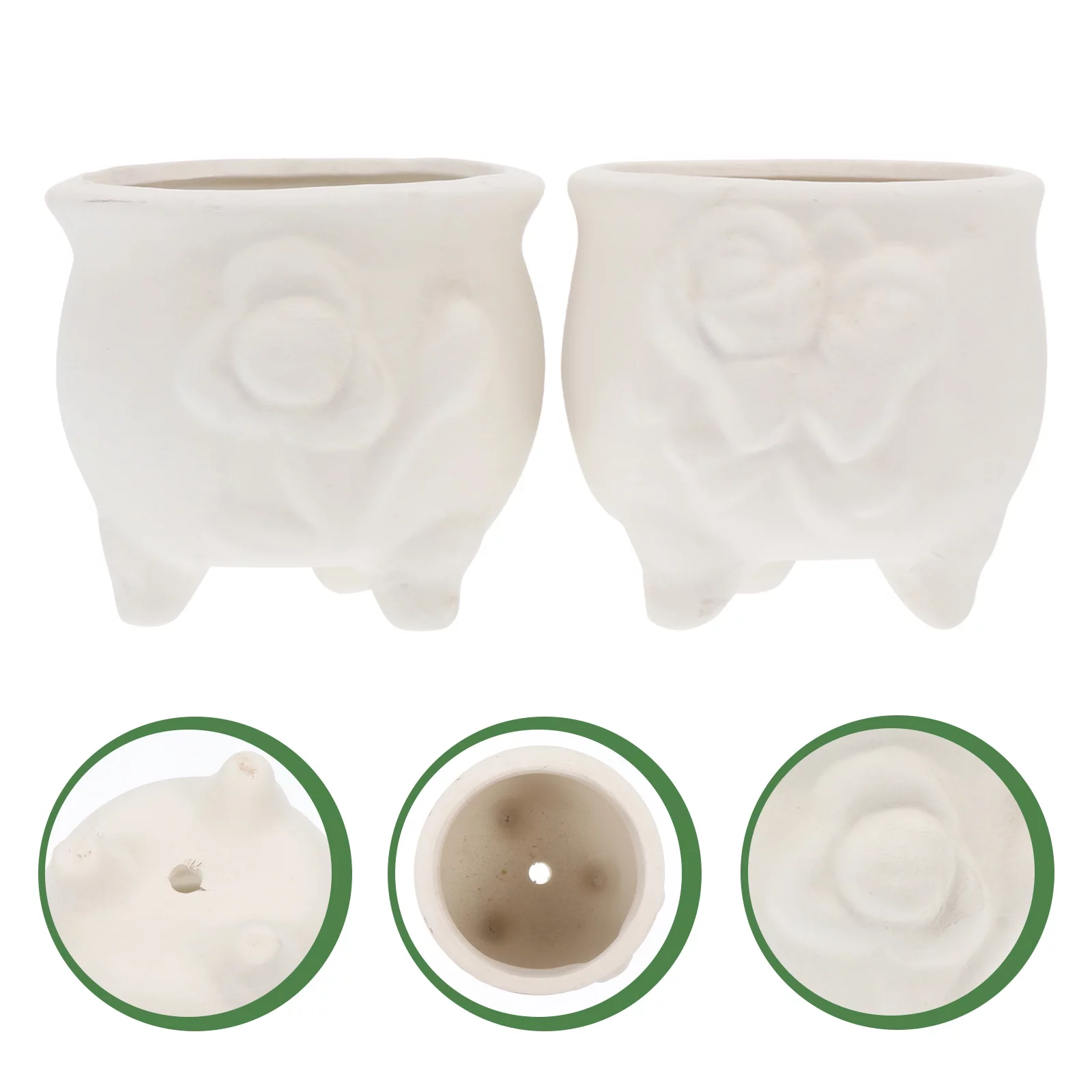 2Pcs DIY Ceramic Flowerpots Paintable Pots Graffiti Garden Planters Kid Toys