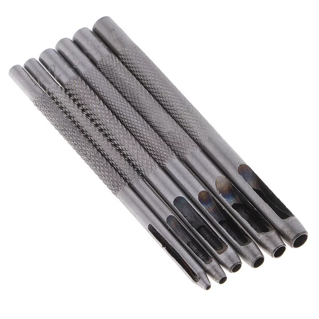 6 Pieces 1-4mm Hollow Hole Steel Punch Cutter Tools For Leather