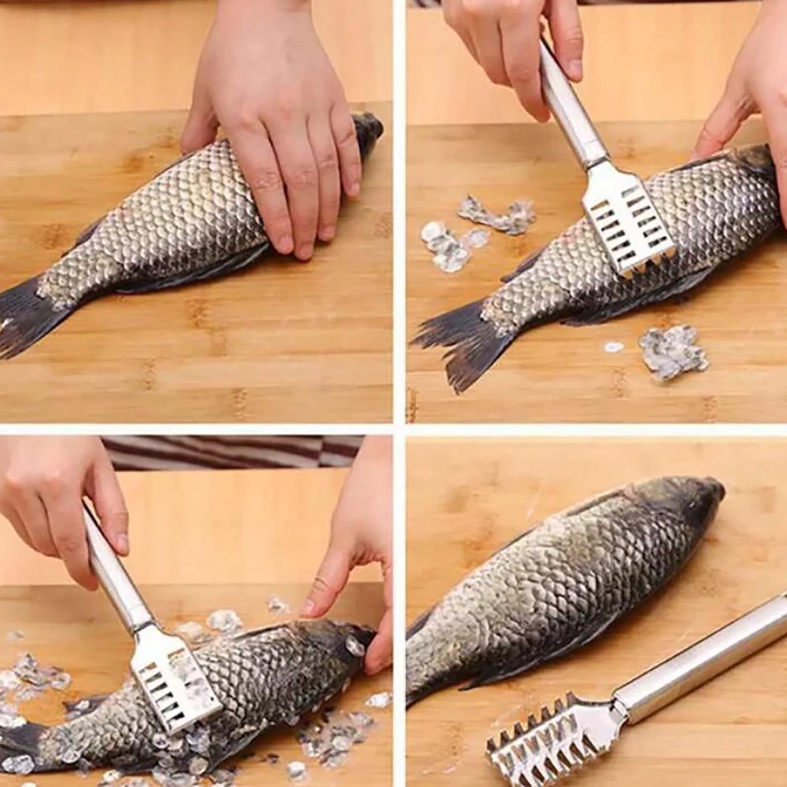 TIHLMK Clearance Household Scale Removal Brush Rake-shaped Manual Stainless Steel Scale Scraper