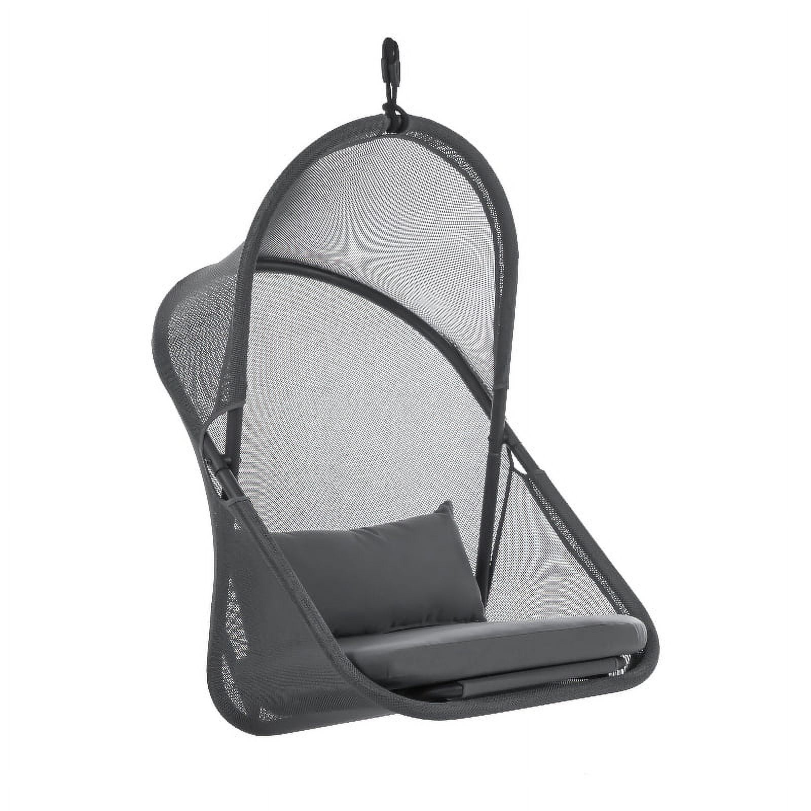 Afuera Living Crush Outdoor Foldable Mesh Egg Swing Chair in Dark Gray Fabric