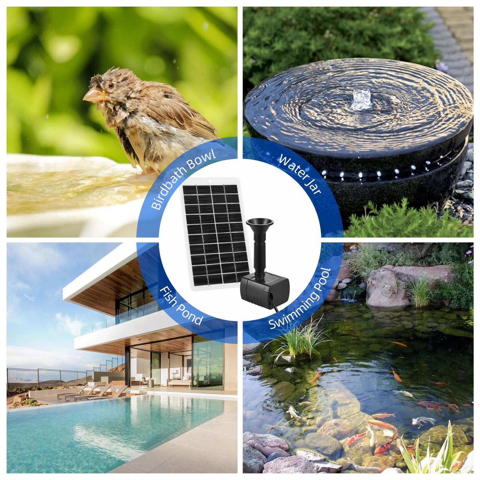 Nebublu Fountain Pump,/ / Pump With 5ft Panel Kit 200l/h Pump 4w 5ft Cable 9 Pump4w Nozzles 6 / Pool / Pump 4w Rate Solar 4w 5v Rate Solar / Fish 6 Modes 5v Bath 6 9 Siuke /