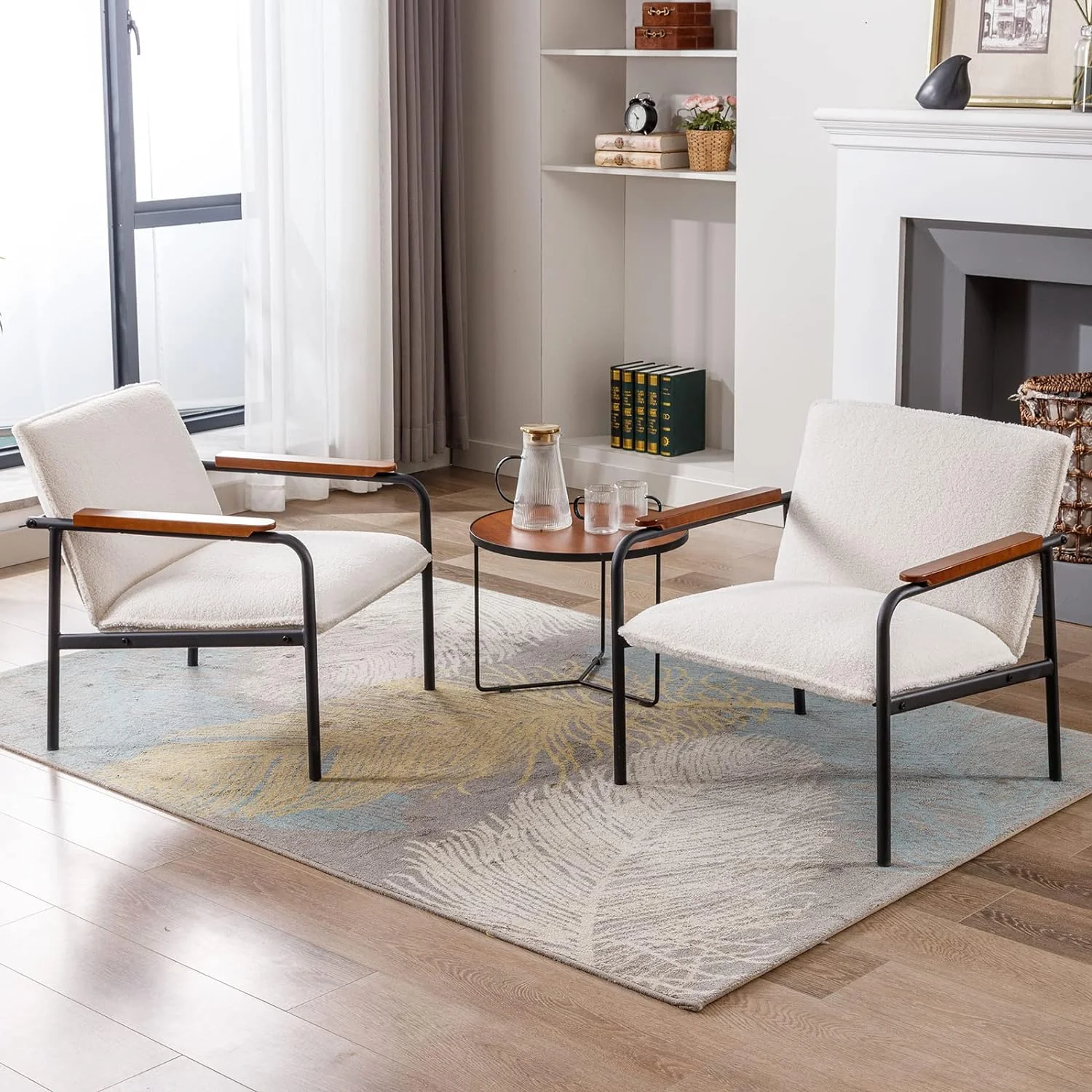 HBROLJF Rocking Chair  Mid Century Upholstered Glider Rocker Armchair with Metal Base PU Leather Nursery Glider Chair with Wooden Grips  Room Bedroom  Brown