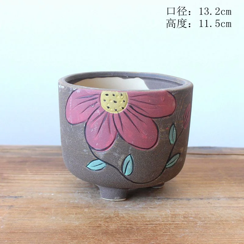 Hand-painted Coarse Pottery Succulent Flower Pot