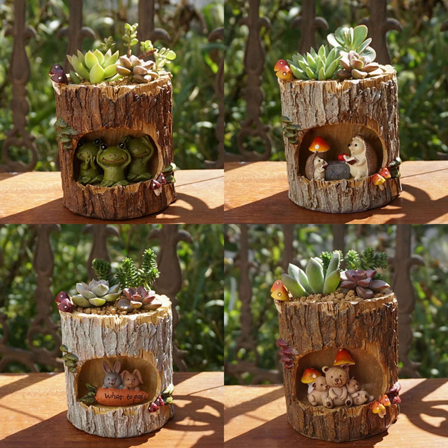 Creative Decorative Planters for Succulents Plants - Tree House Animals Flower Pots for Fairy Garden Ornaments  Desktop Decoration