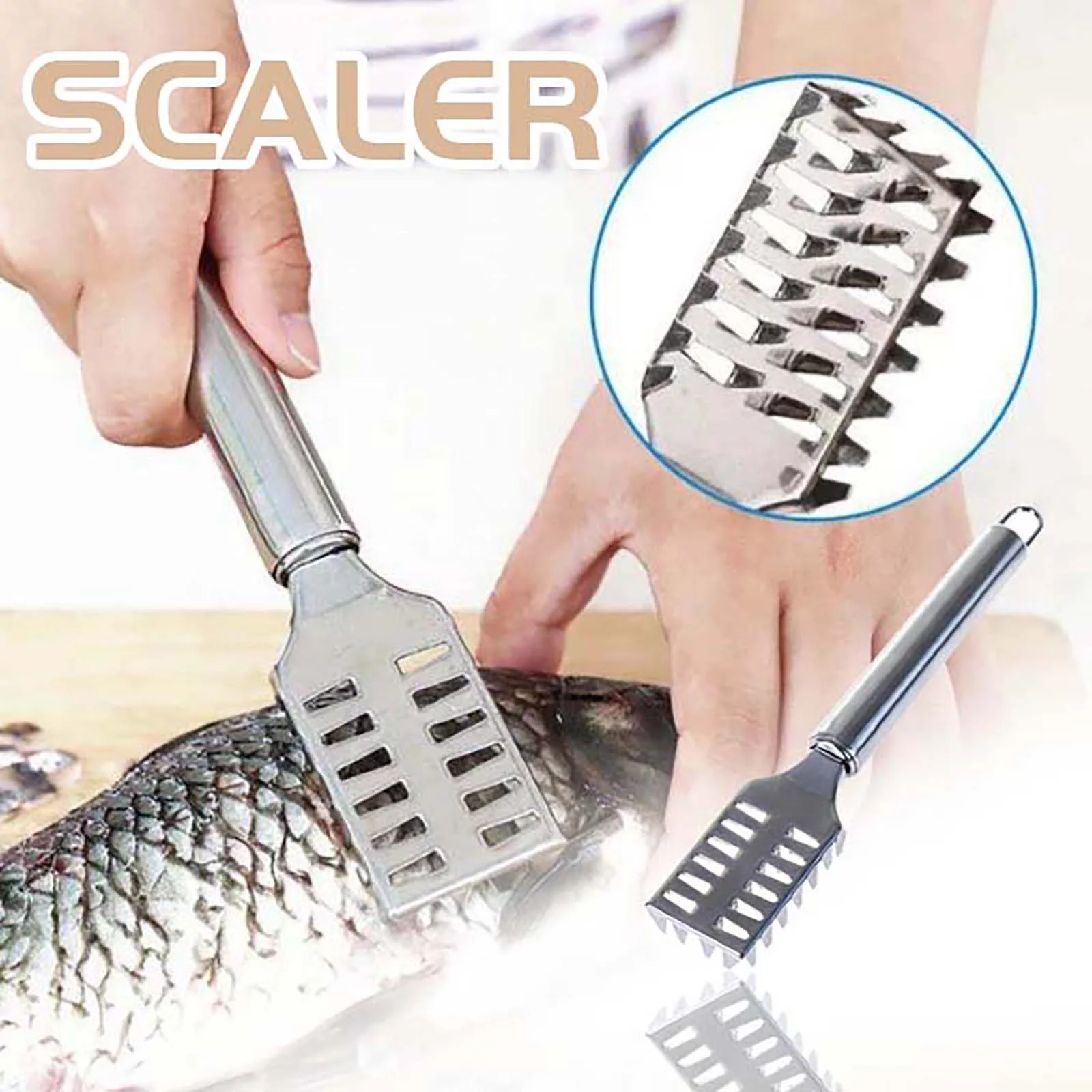 TIHLMK Clearance Household Scale Removal Brush Rake-shaped Manual Stainless Steel Scale Scraper