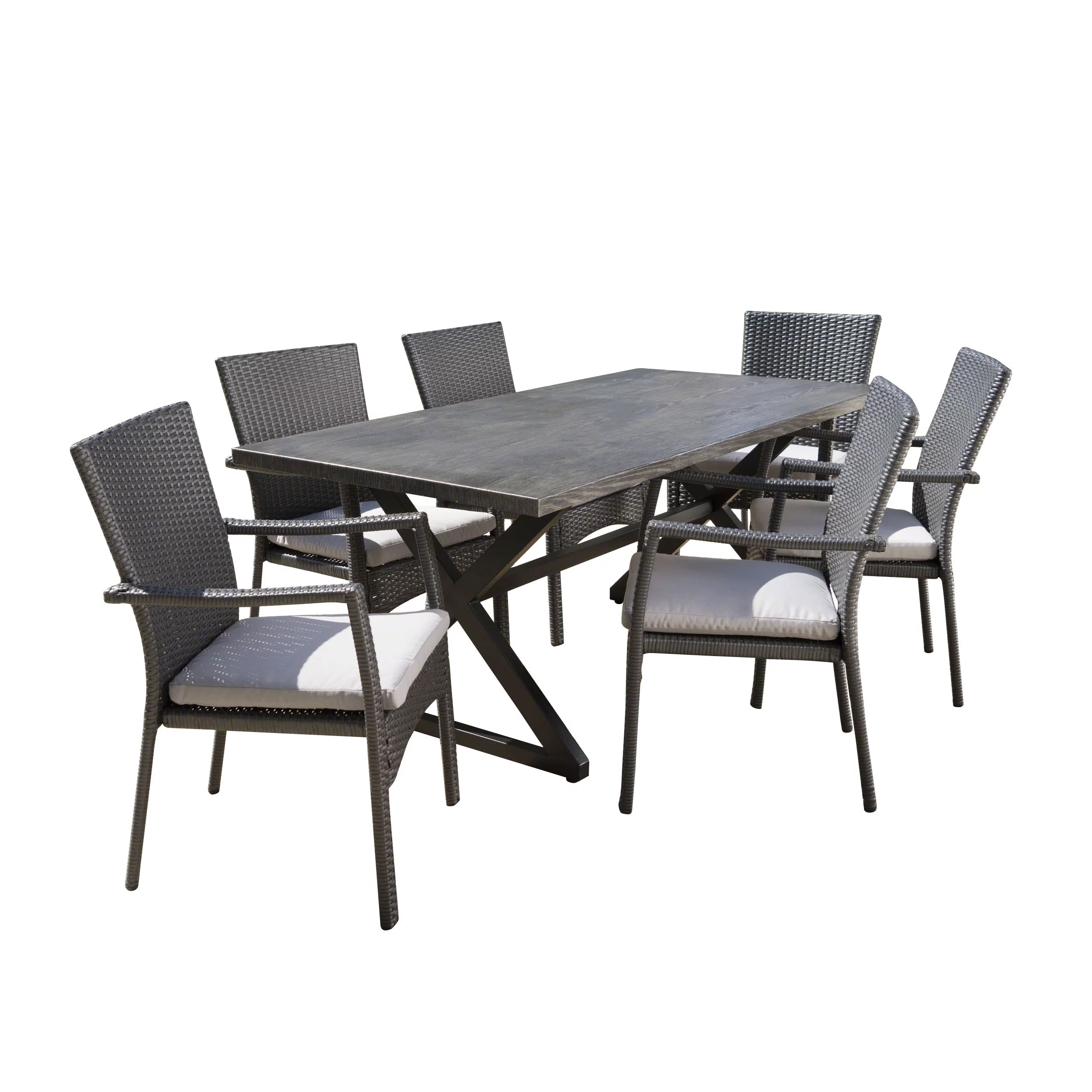 Christopher Knight Home Adina 7-piece Wicker Aluminum Dining Set by  - N/A Brown