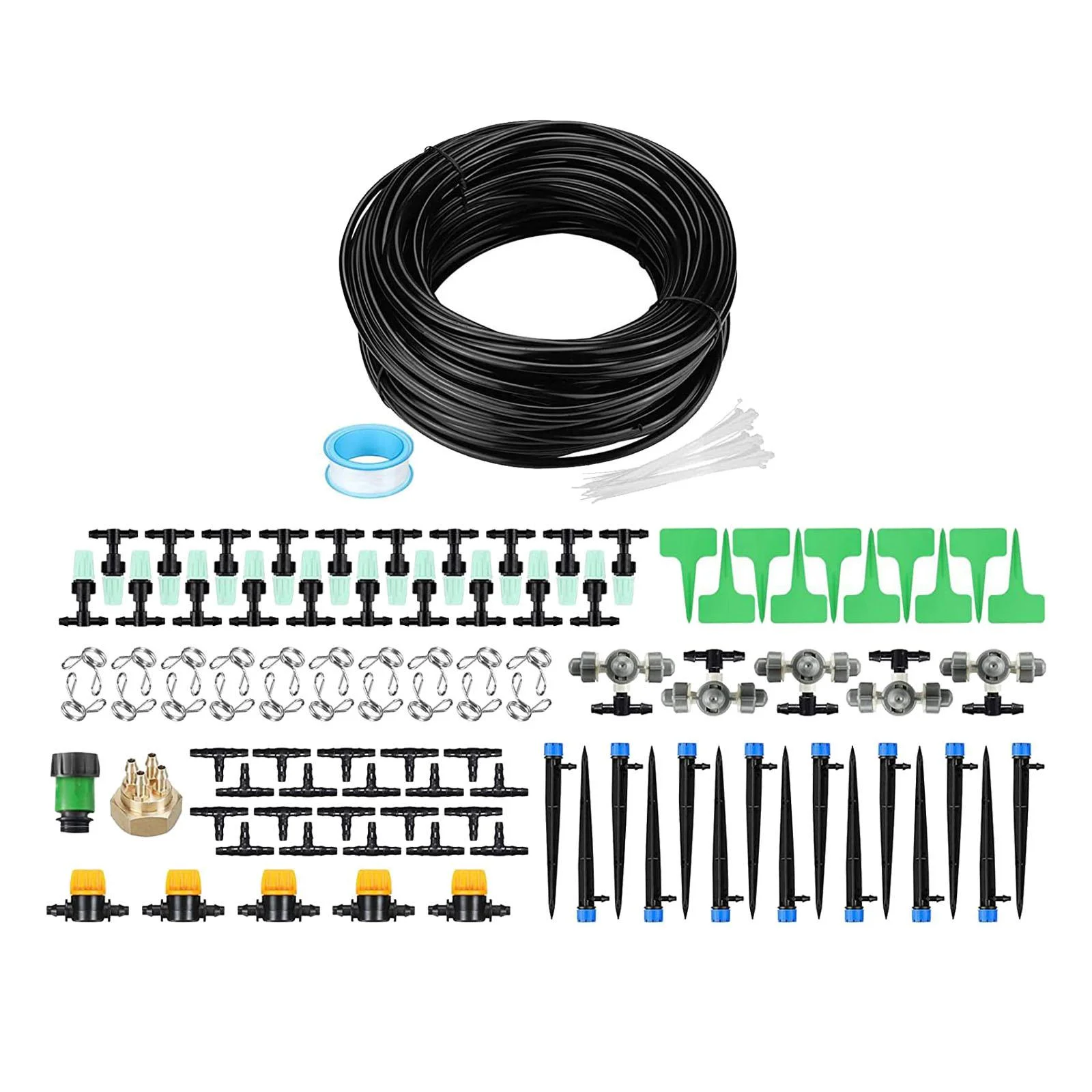 oshhnii Drip Irrigation Set Outdoor Threaded with Barb Garden Irrigation Tubing Hose 20m