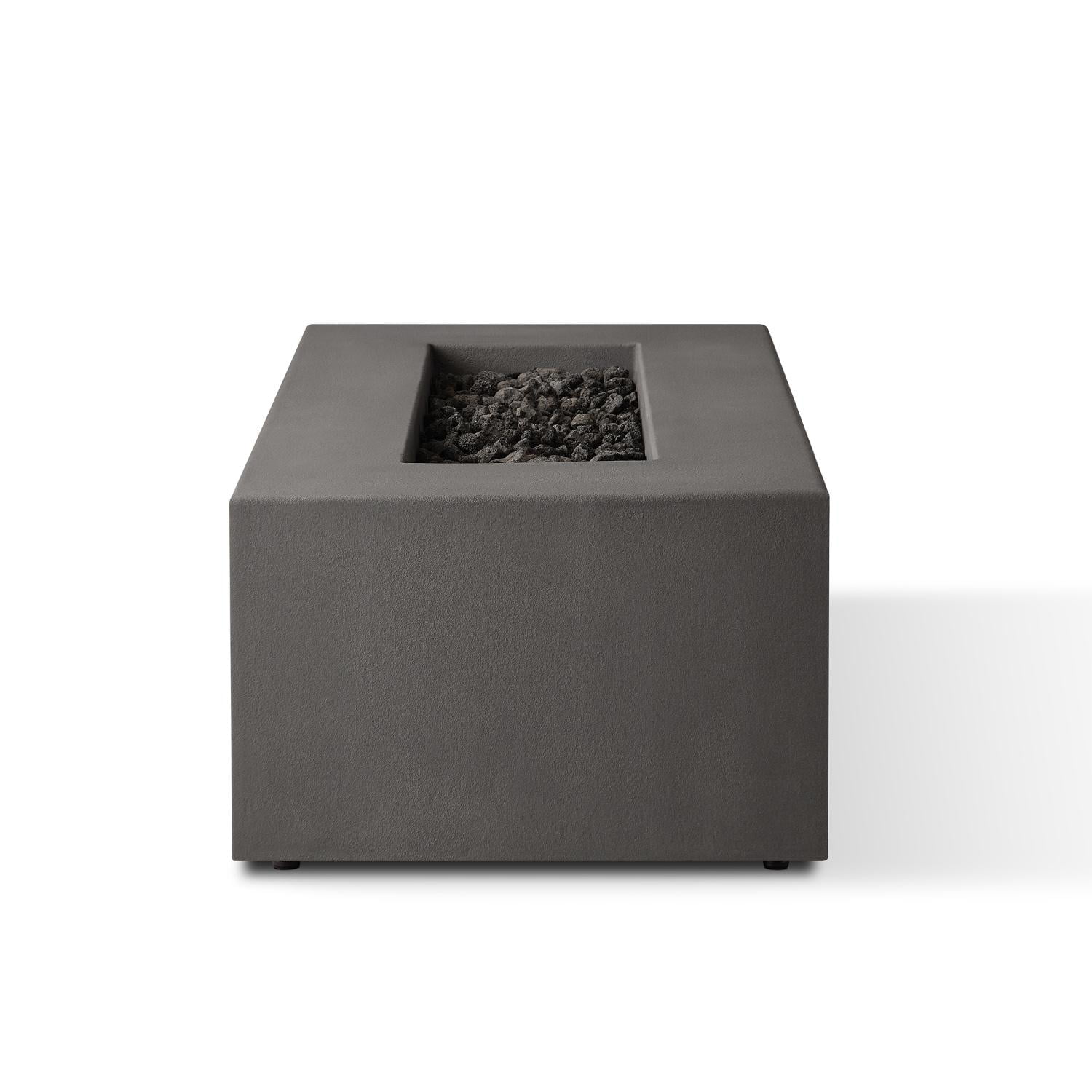 Estes 60 Inch Rectangular GFRC Concrete Natural Gas Fire Pit Table in Carbon By BBQGuys Signature