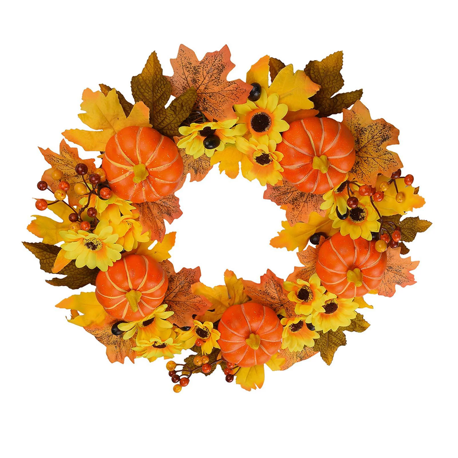 20in Fall Wreath Garland Pumpkin Berries Maple Leaves Party Decor