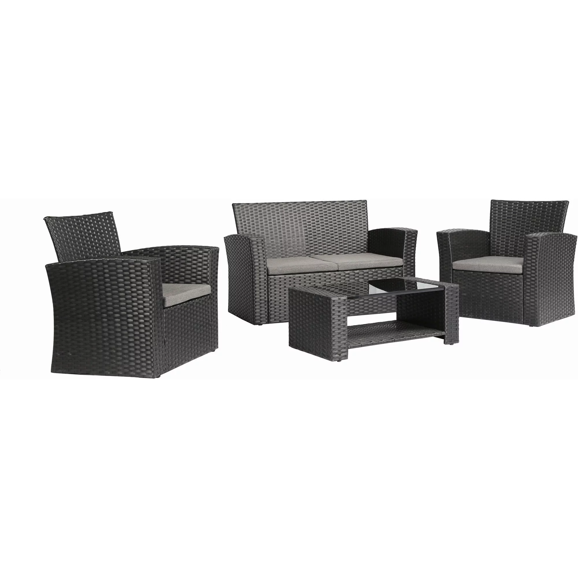 Baner Garden Complete Patio 4 Piece Rattan Wicker Conversation Set