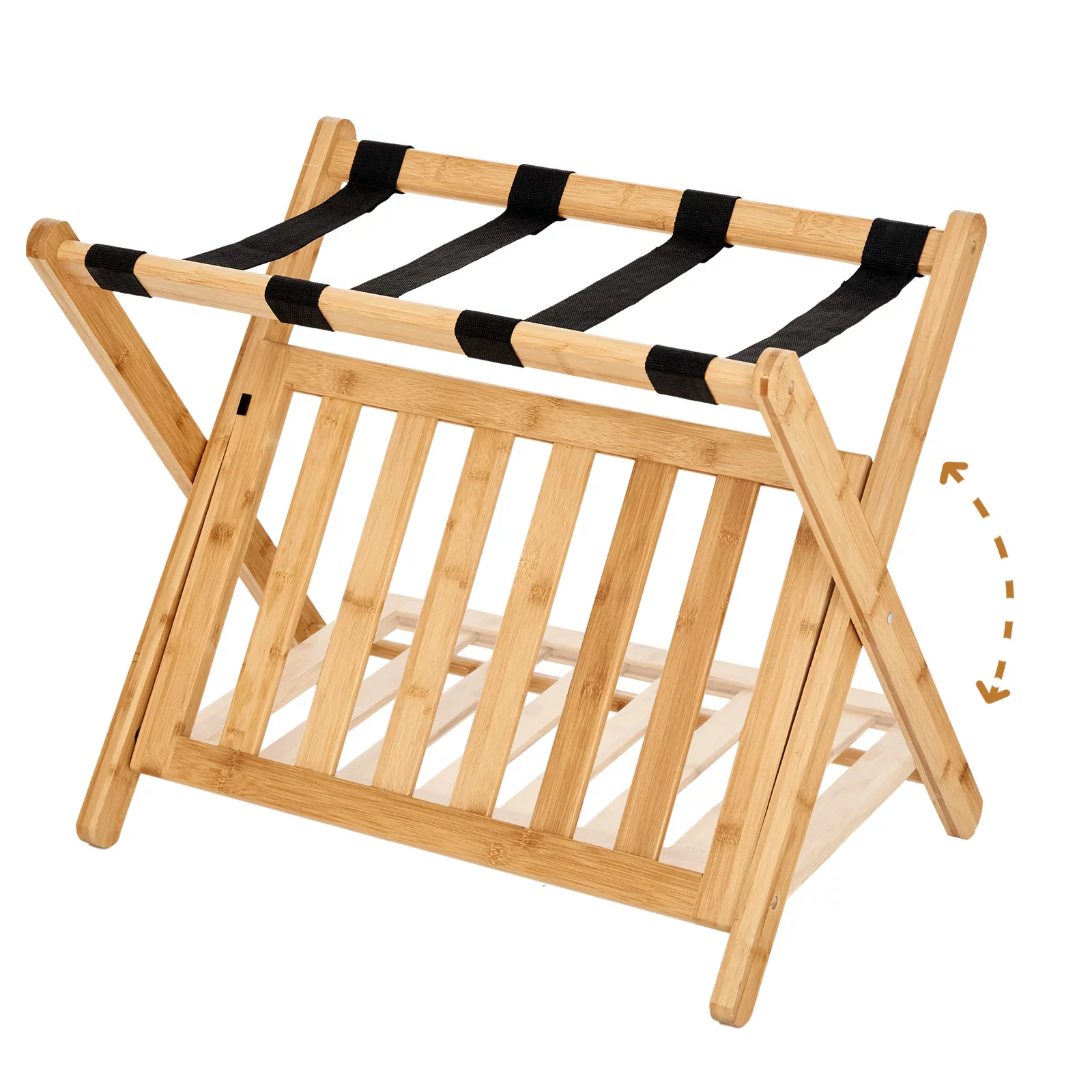 Smart FENDEE Luggage Rack Foldable Bamboo Suitcase Stand, Set of 2, Natural