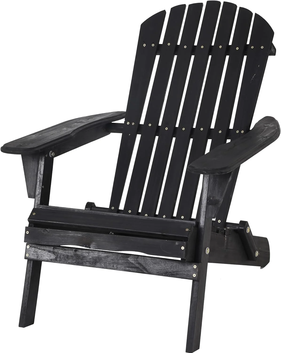 Folding Adirondack Chair Weather Resistant Wooden Lounger Chair Half Pre-Assembled Patio Fire Pit Chair with Sturdy Construction for Patio Lawn Beach Fire Pit (1, Black, 31