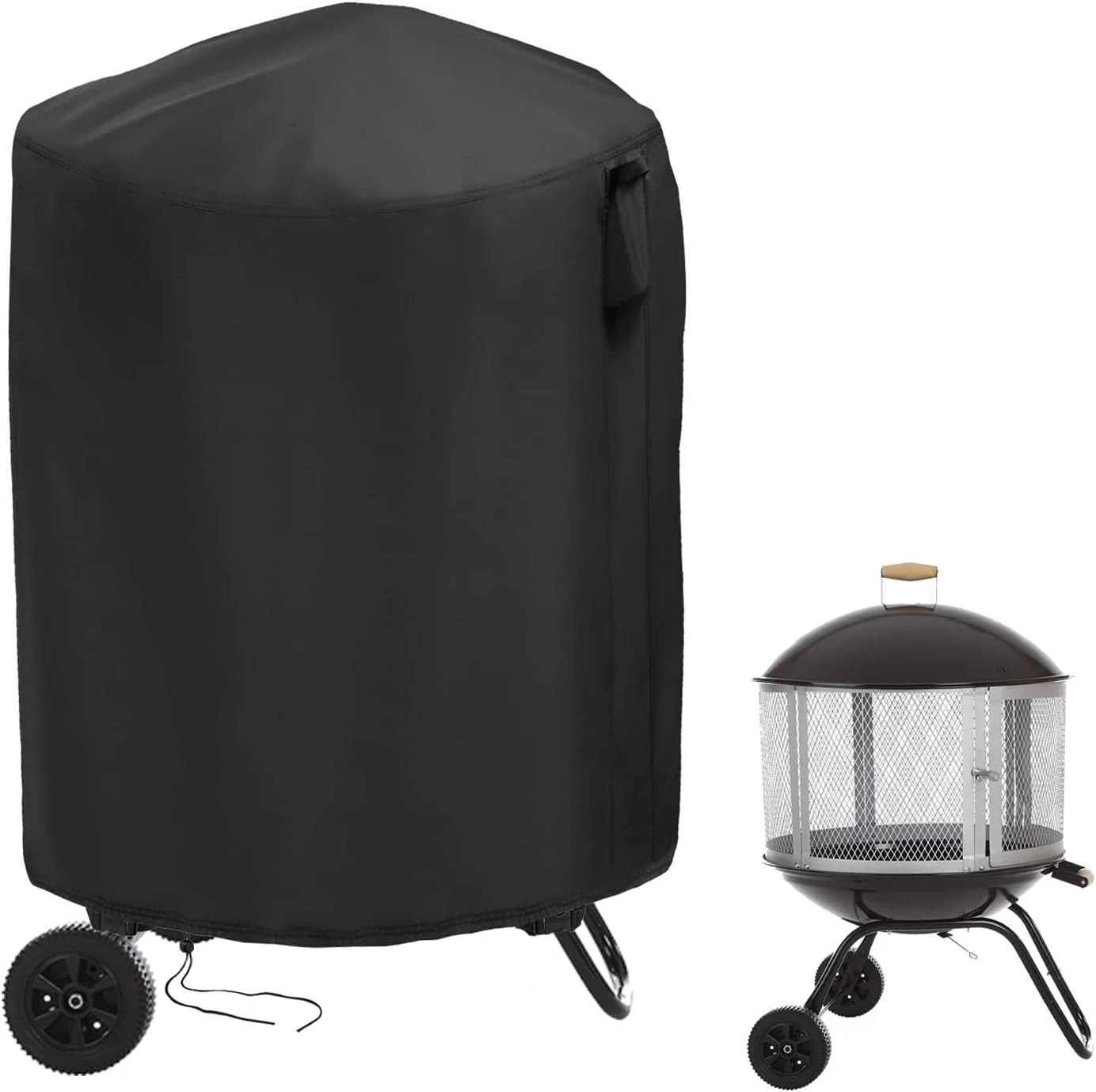 POMER Outdoor Fireplace Cover for Fire Sense 01471 Fire Pit,Heavy Duty Outdoor Fire Pit Cover for Aoxun Chiminea Fire Pit,Outside Wood Burning Fire Pit Cover