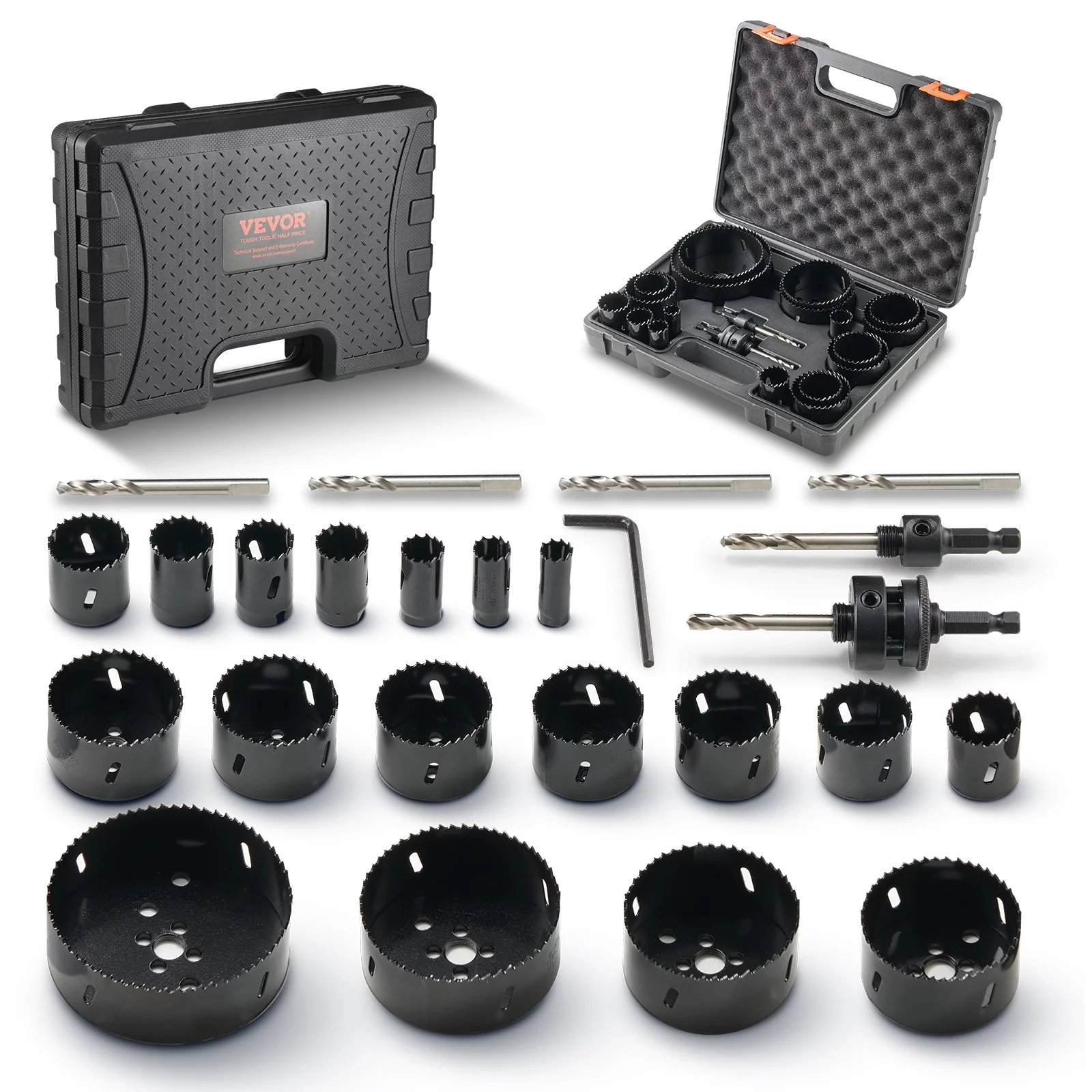 BENTISM Bi-Metal Hole Saw Kit, 11 PCS Saw Blades, 2 Drill Bits, 1 Hex Wrench, Bi Metal M42 Hole Saw Set with Carrying Case, General Purpose Size from 3/4