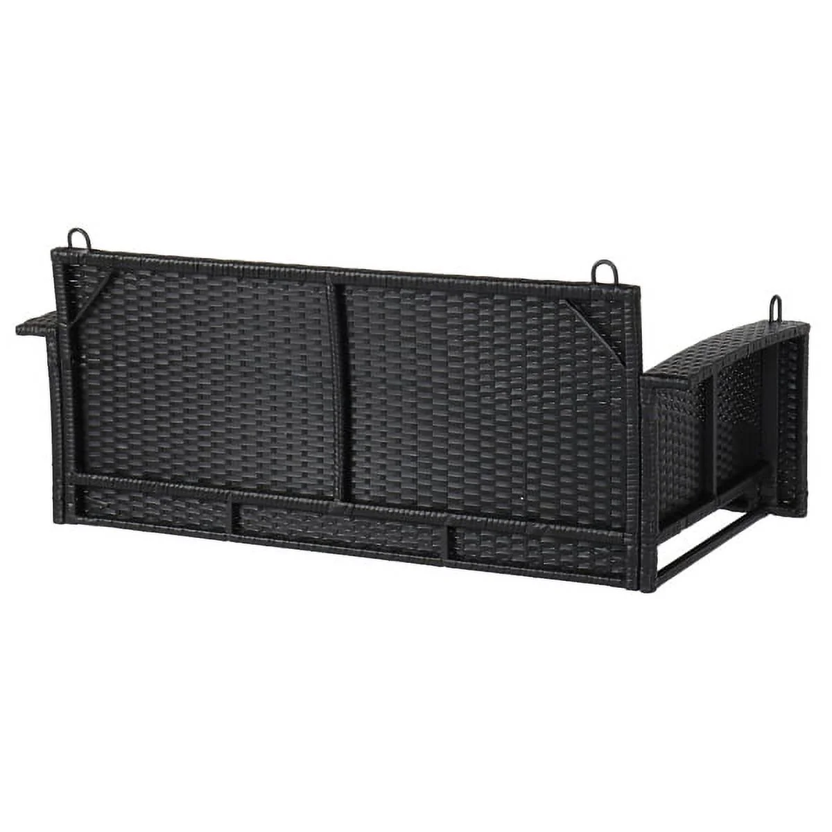 Fithood 49in Black Rattan Blue Cushion Rattan Swing Chair（Swing frames not included）