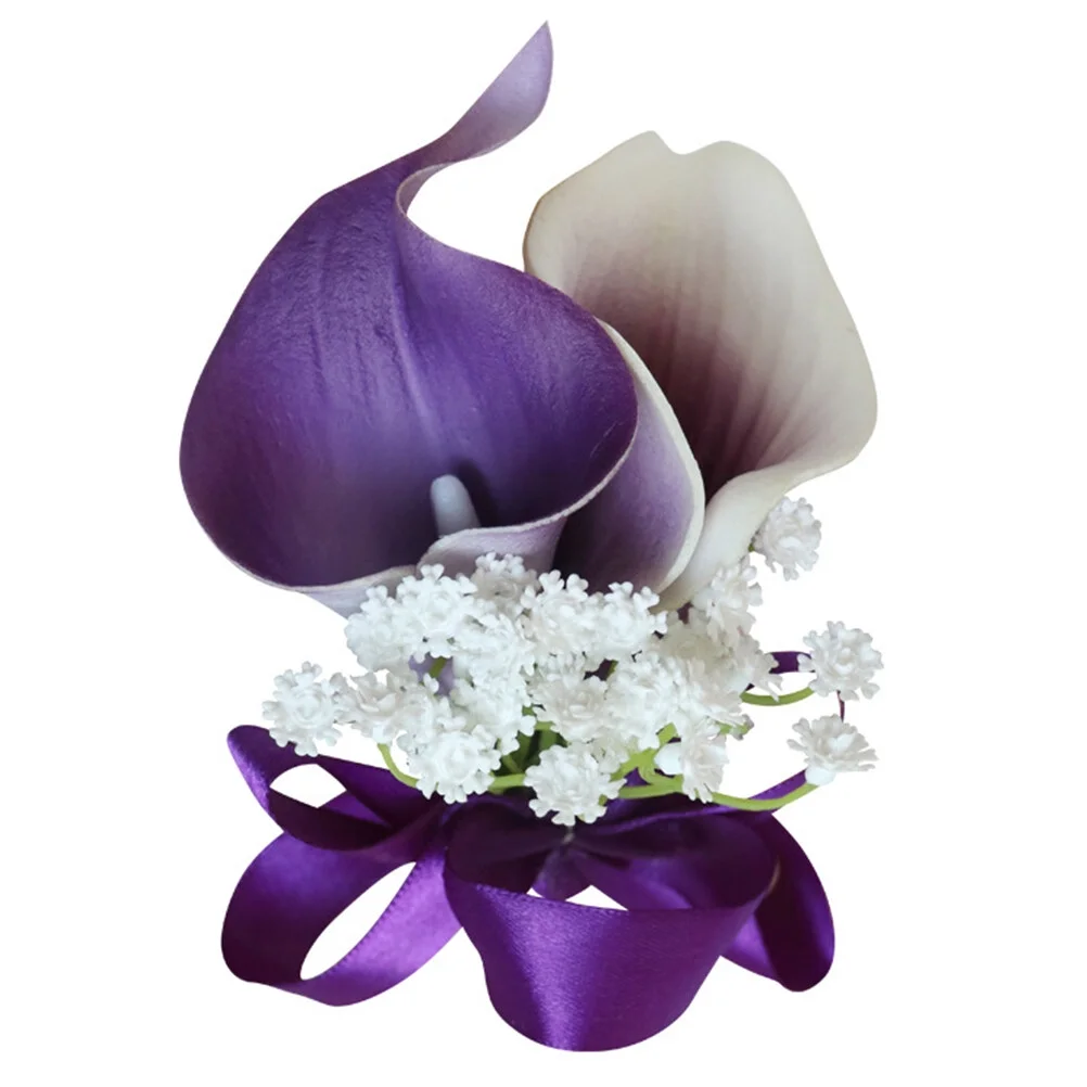 Qumonin Wedding Calla Lily Boutonniere & Wrist Corsage