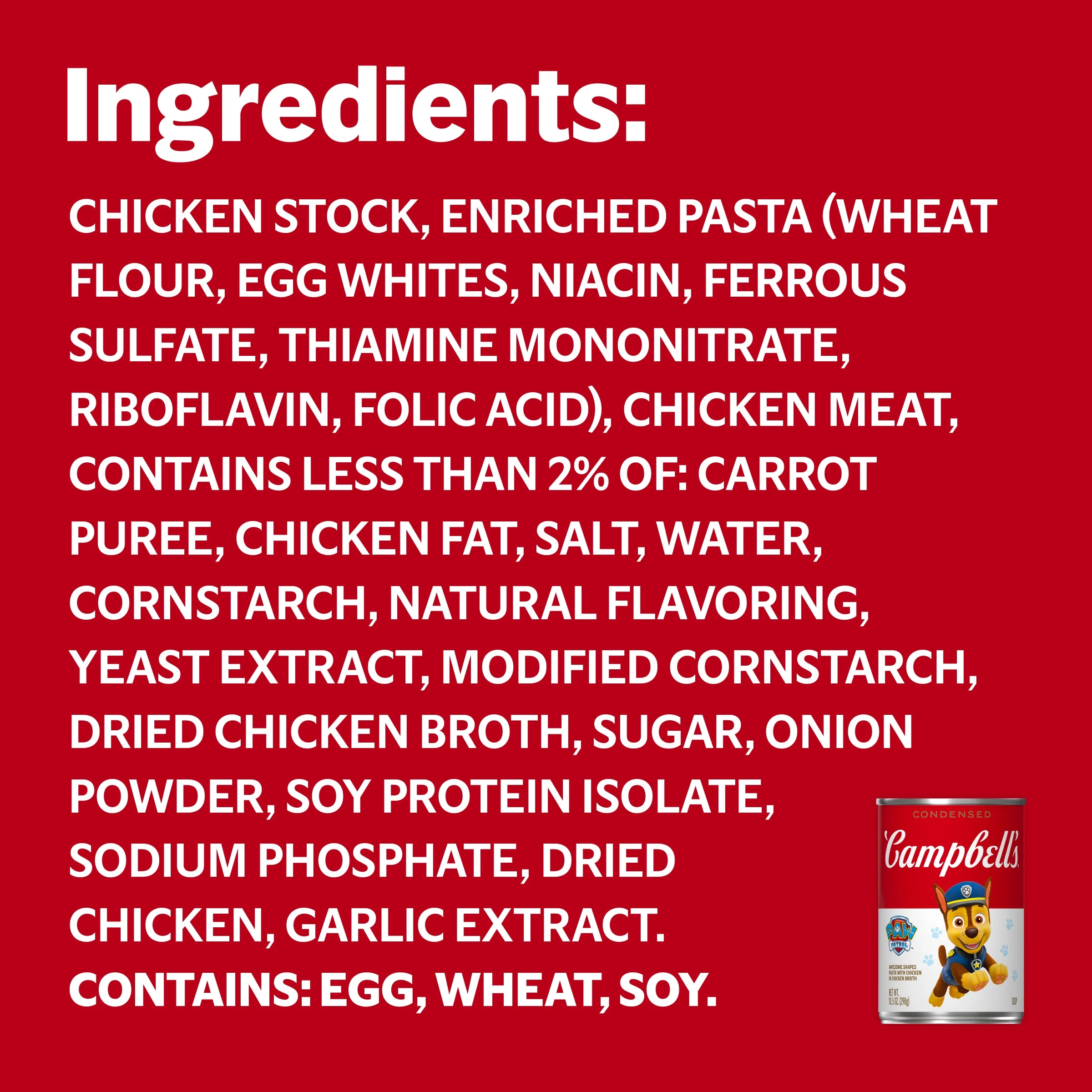 (4 pack) Campbell’s Condensed Kids Soup, Paw Patrol Awesome Shapes Pasta with Chicken in Chicken Broth, 10.5 oz Can