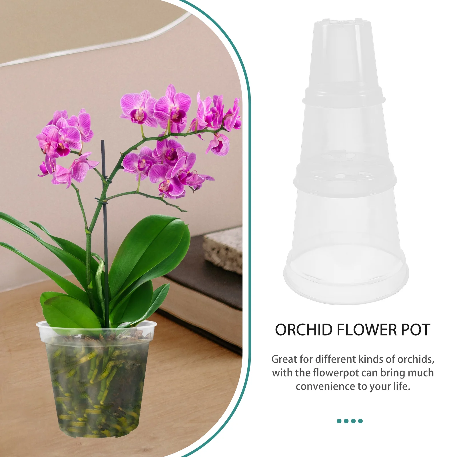 9 Pcs Plants Indoor Indoor_plants Clear Orchid Pots Planting for Flowerpot Hydroponics with Hole Plastic