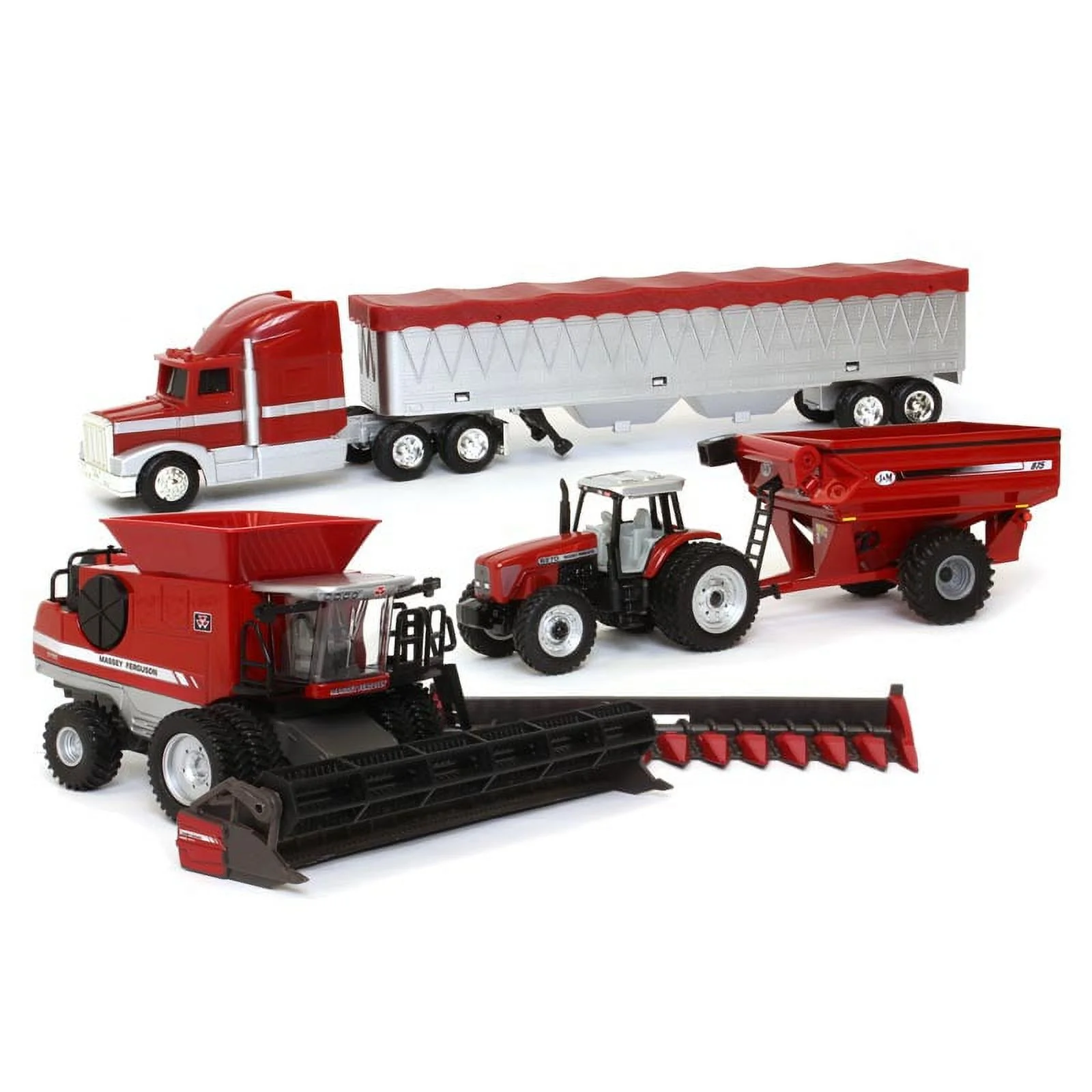 ERTL 1/64th Massey Ferguson 4 Piece Harvesting Vehicle Playing Set 16260