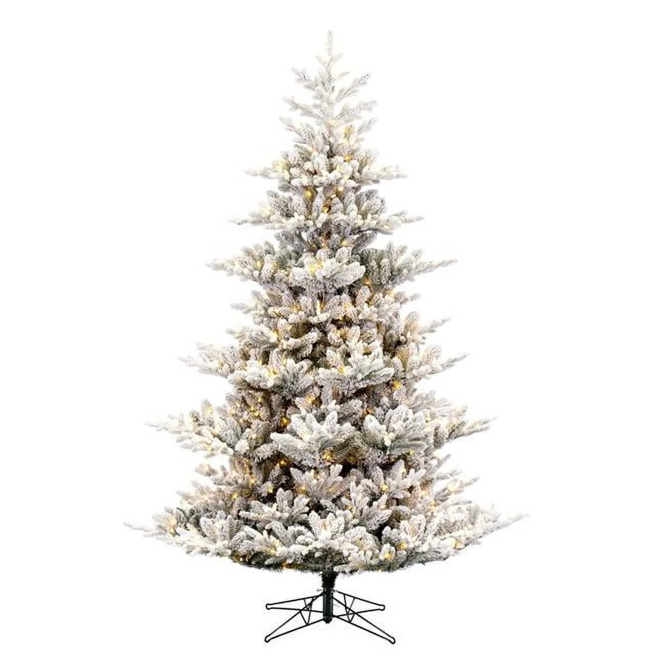 7.5 ft. x 61 in. Flocked Fraser Fir Green & White Artificial Christmas Tree with Hudson Dura-Lit 800 Warm White Lights