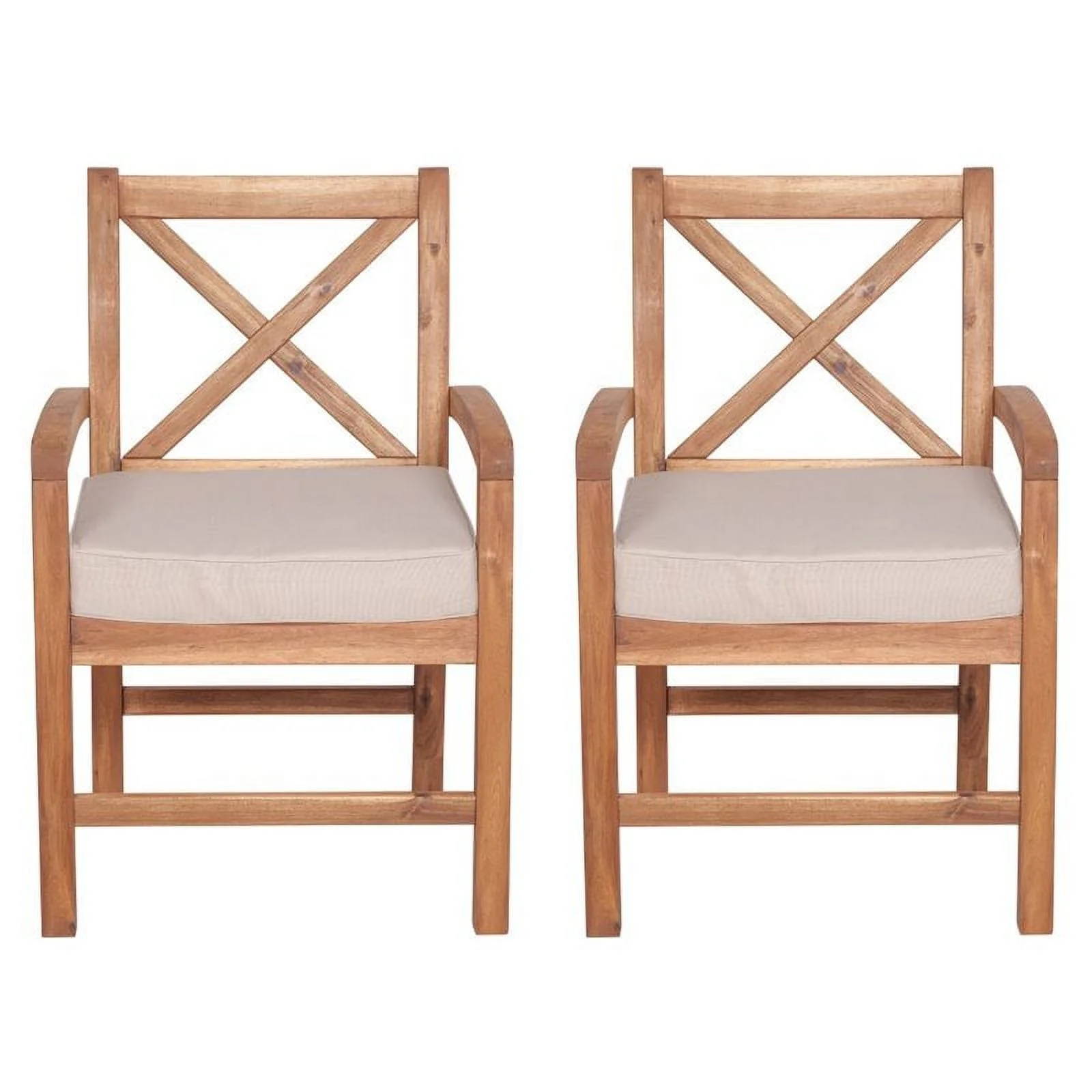 Pemberly Row X-Back Patio Chair with Cushion in Brown (Set of 2)