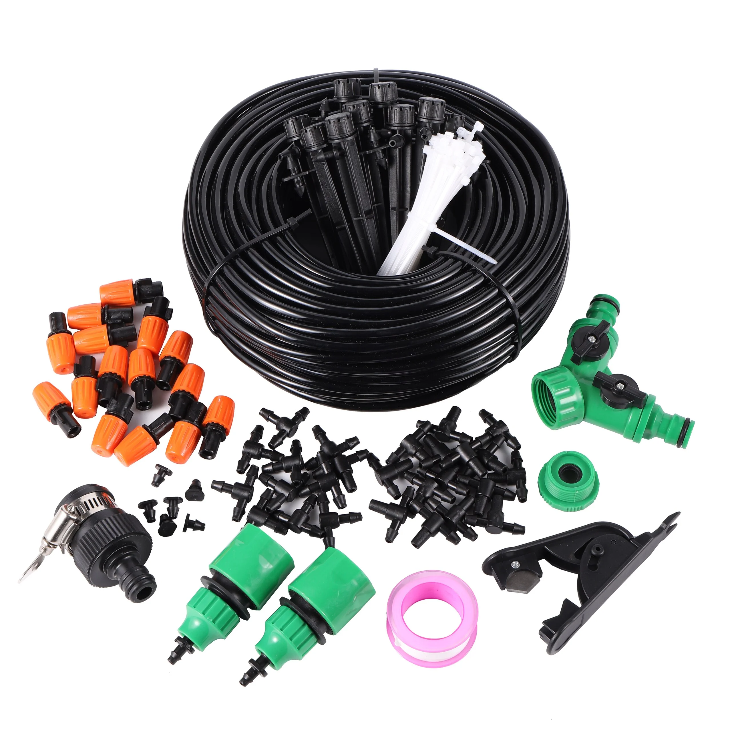 Garden Irrigation Misting System Sprayer Kit Cooling Dust Removal Atomized Landscaping Nozzle Kit  5/10/15/20/25m 4/7mm Hose