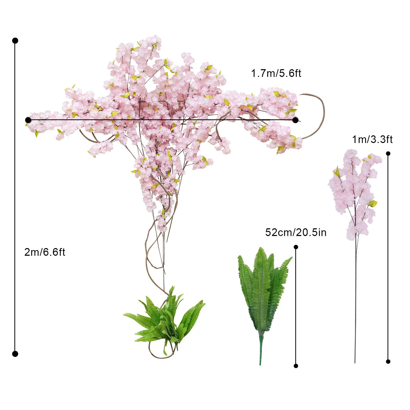 Miumaeov Artificial Cherry Blossom Tree Spring Cherry Blossom Tree Arch Pink Fake Flower Branch for Office Bedroom Party Hotel Yard Decor 47.24*13.78*13.78in