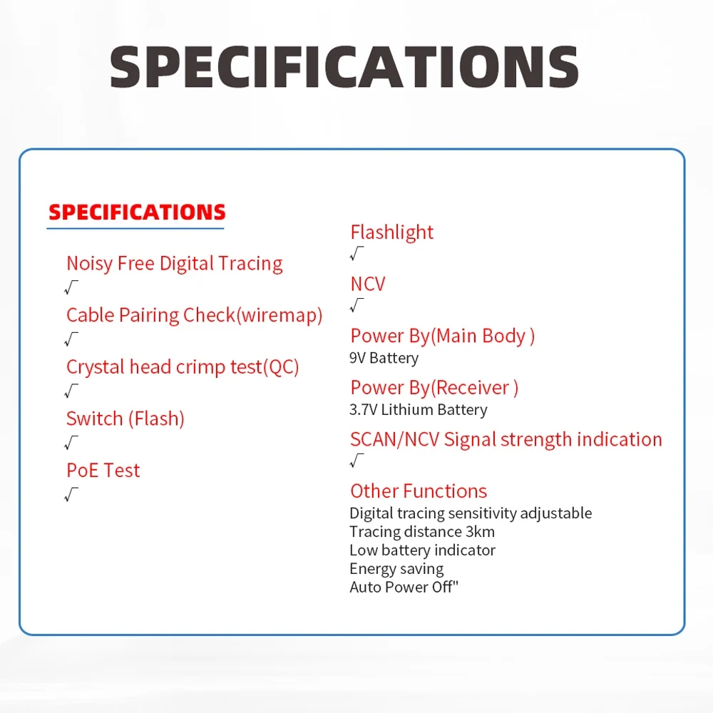 tester,Cable Check Switch Network Cable Tester 60v With Low With Low Battery Withstand Of 60v Functions Of 60v With Indicator Auto Switch Poe Withstand Auto Off Check Switch Poe