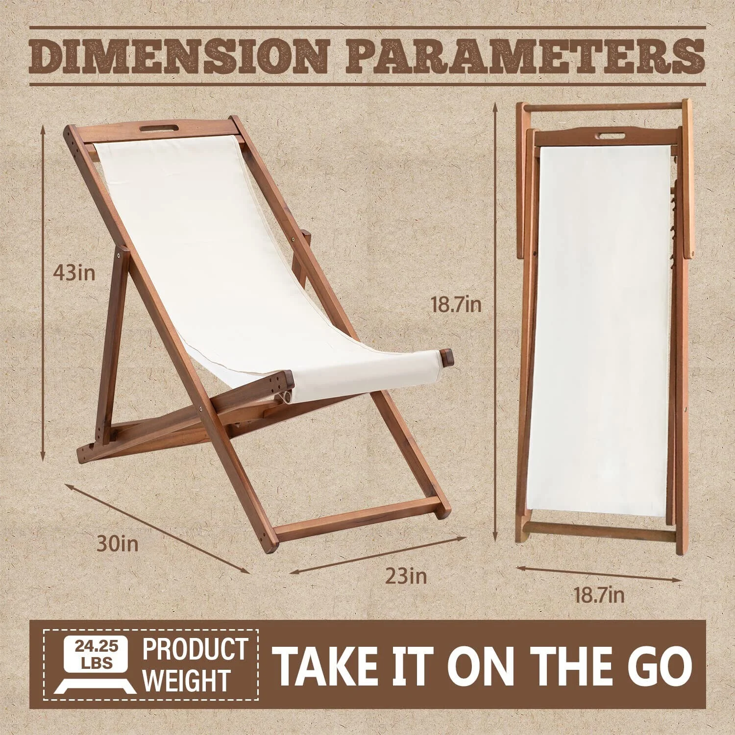 Set of 2 Sling Chairs Folding Patio Lounge Chair Outdoor Beach Reclining Chair