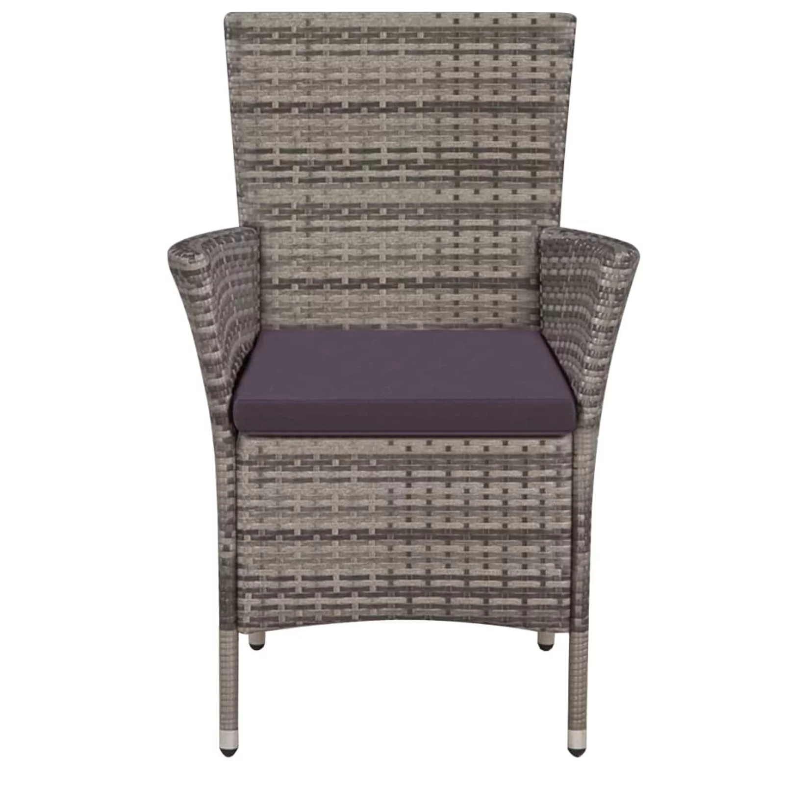 Tomshoo Patio Chairs 2 pcs with Cushions Poly Rattan Gray