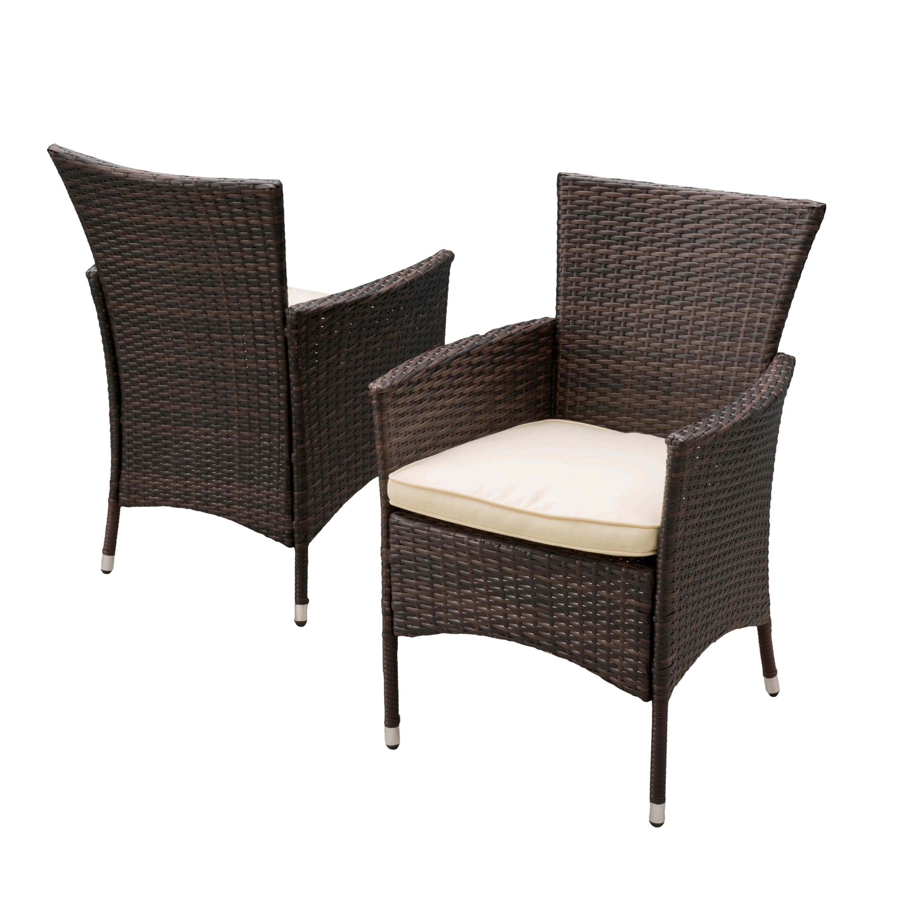 Homiyad Outdoor Multibrown PE Wicker Dining Chairs (Set of 2)
