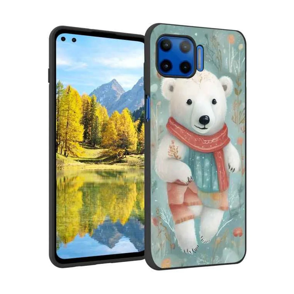 Whimsical-polar-bear-slides-7 phone case for Moto One 5G UW for Women Men Gifts,Soft silicone Style Shockproof - Whimsical-polar-bear-slides-7 Case for Moto One 5G UW