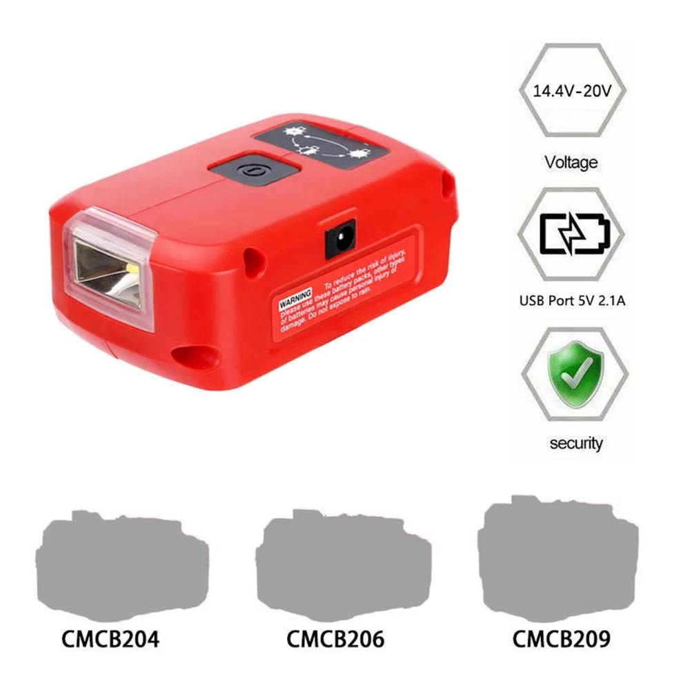 ALLTIMES Dual Port LED Light Adapter for Craftsman 14.4V-20V Li-Ion Battery, 3 Light Modes